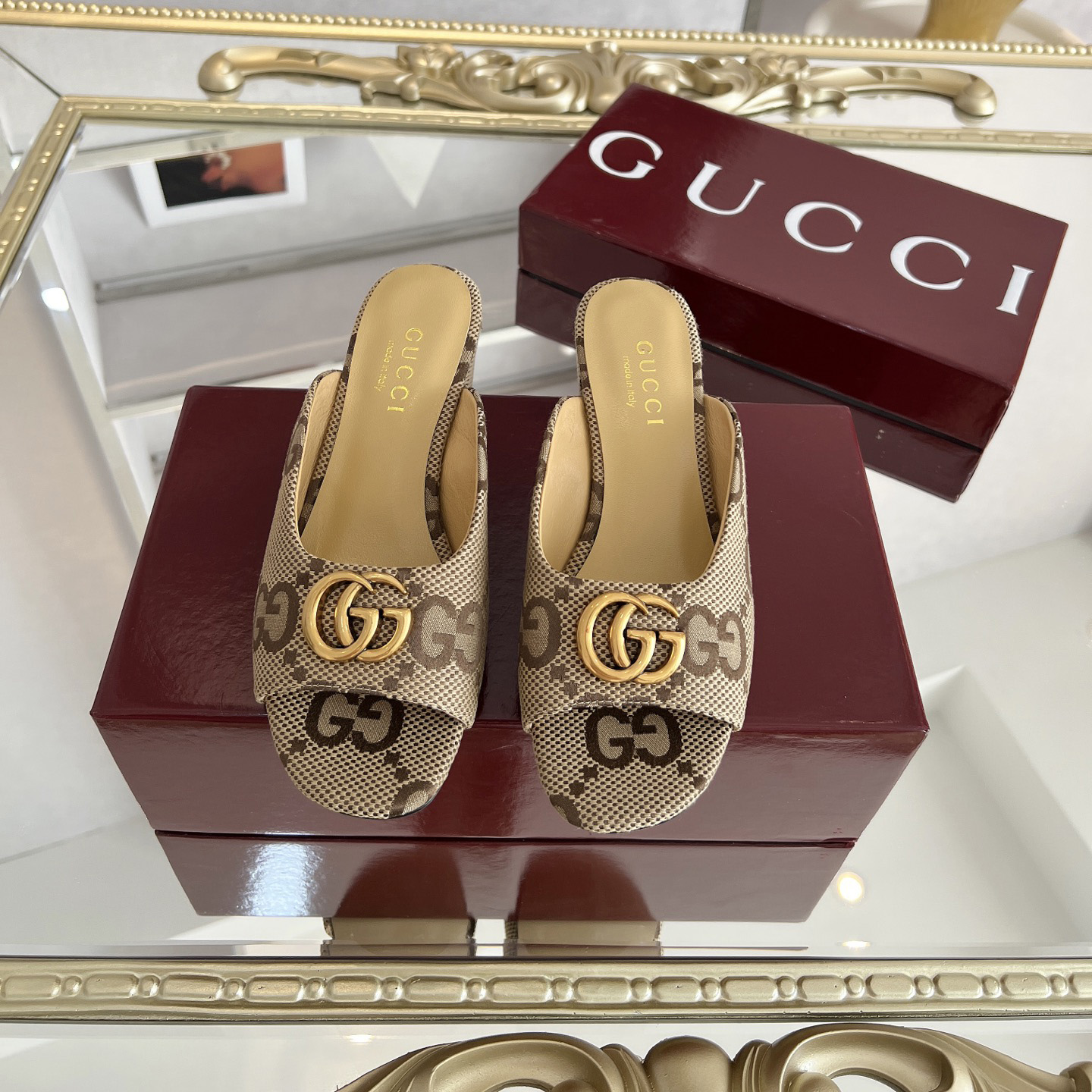 GG Classic Chunky Heel Slippers AM25081324