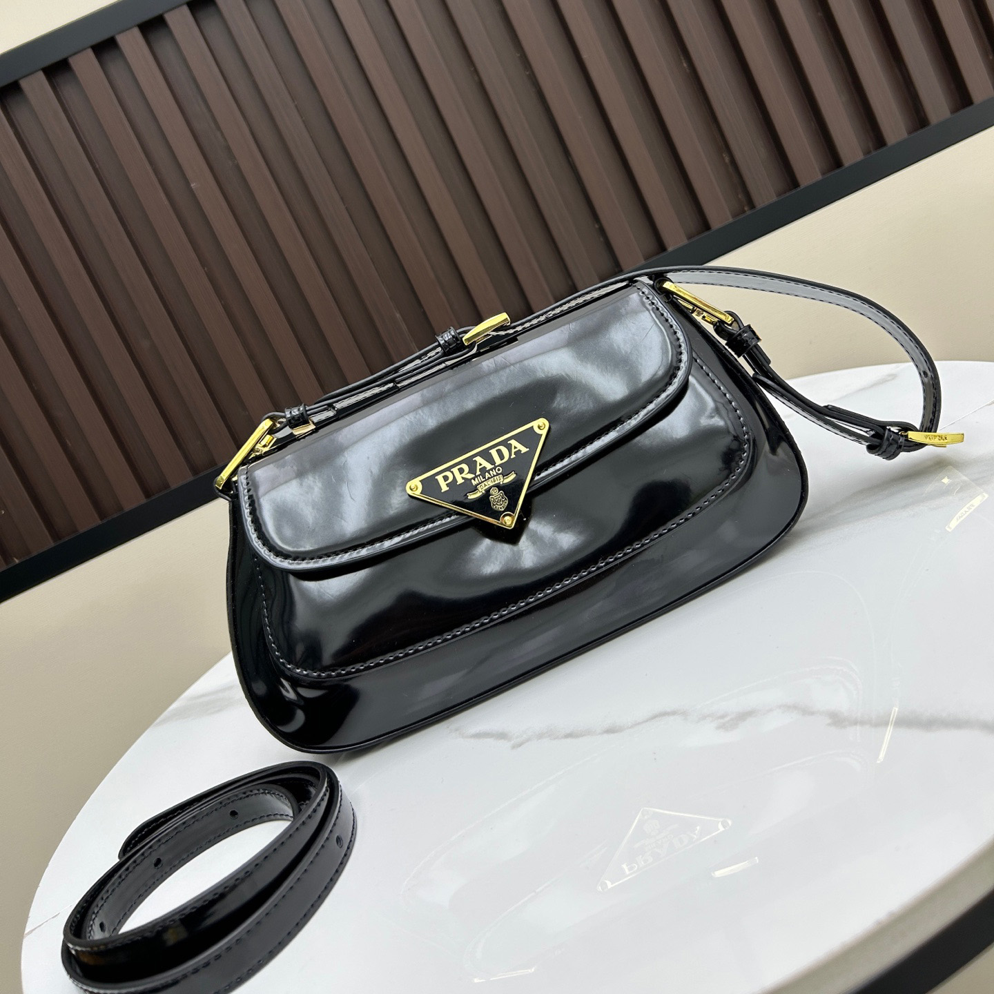 PRA Polished Leather Underarm Bag AM25081304