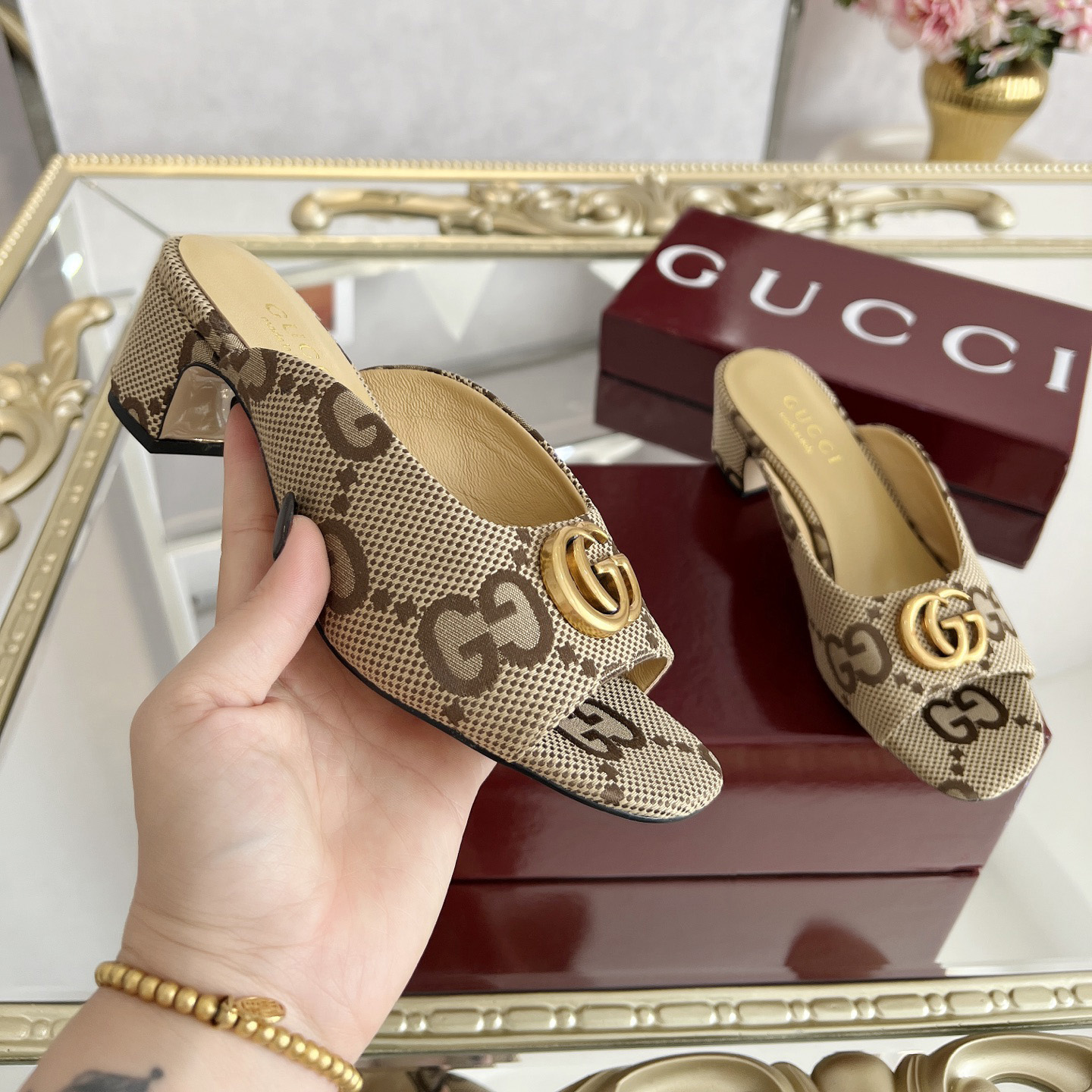 GG Classic Chunky Heel Slippers AM25081324