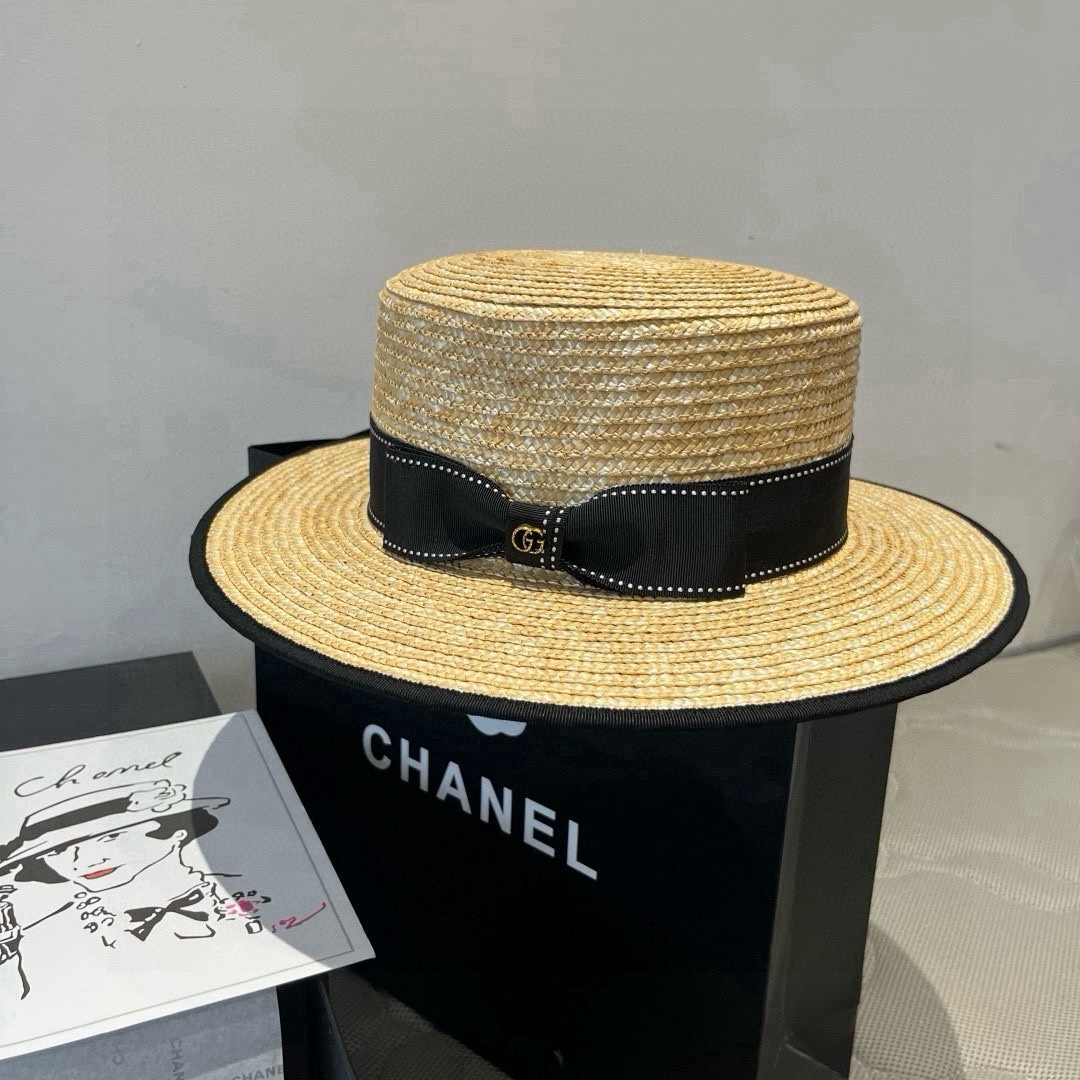 GG 25New Straw Flat Hat XX25081639
