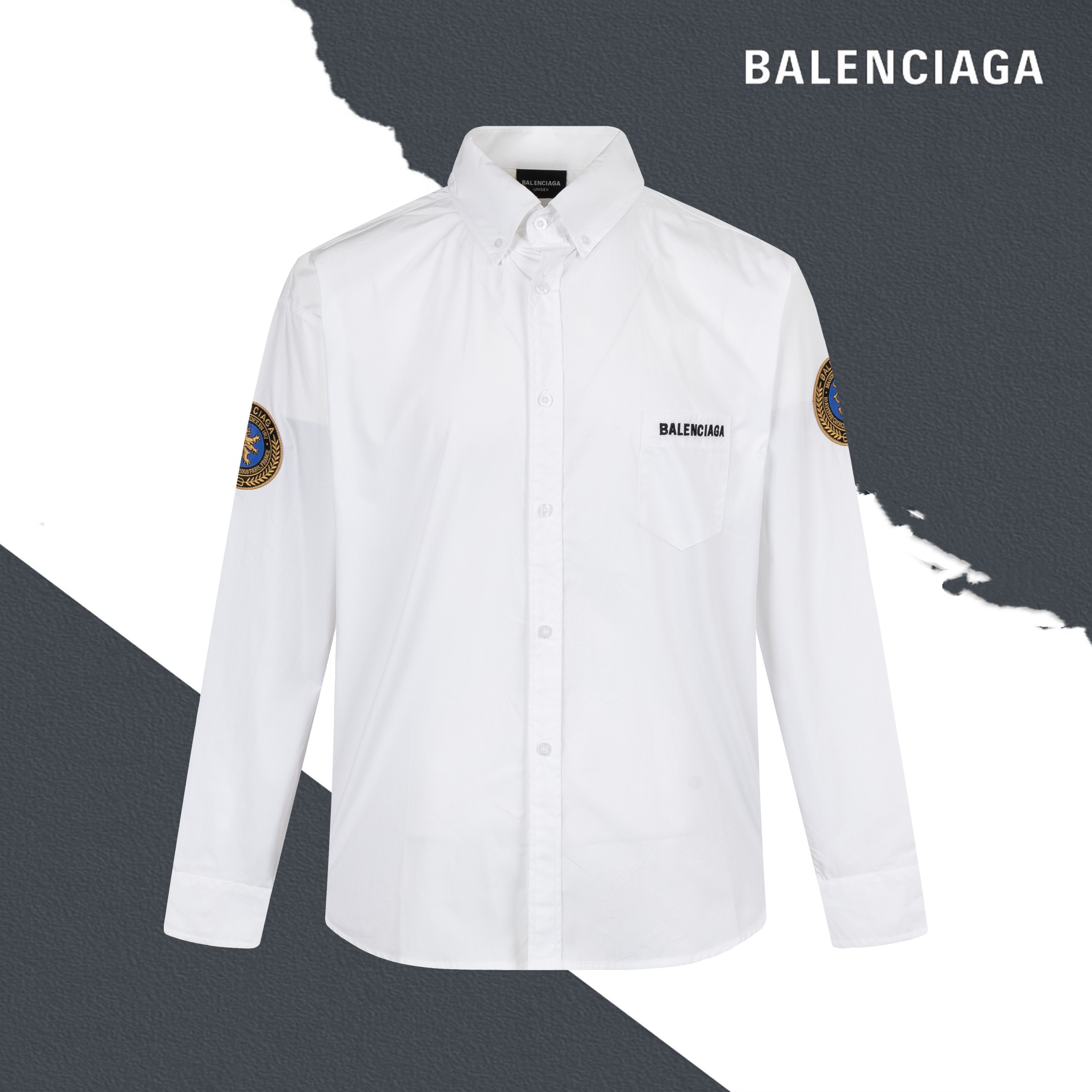 BLCG Embroidered Logo White Long-Sleeve Shirt XX25081607