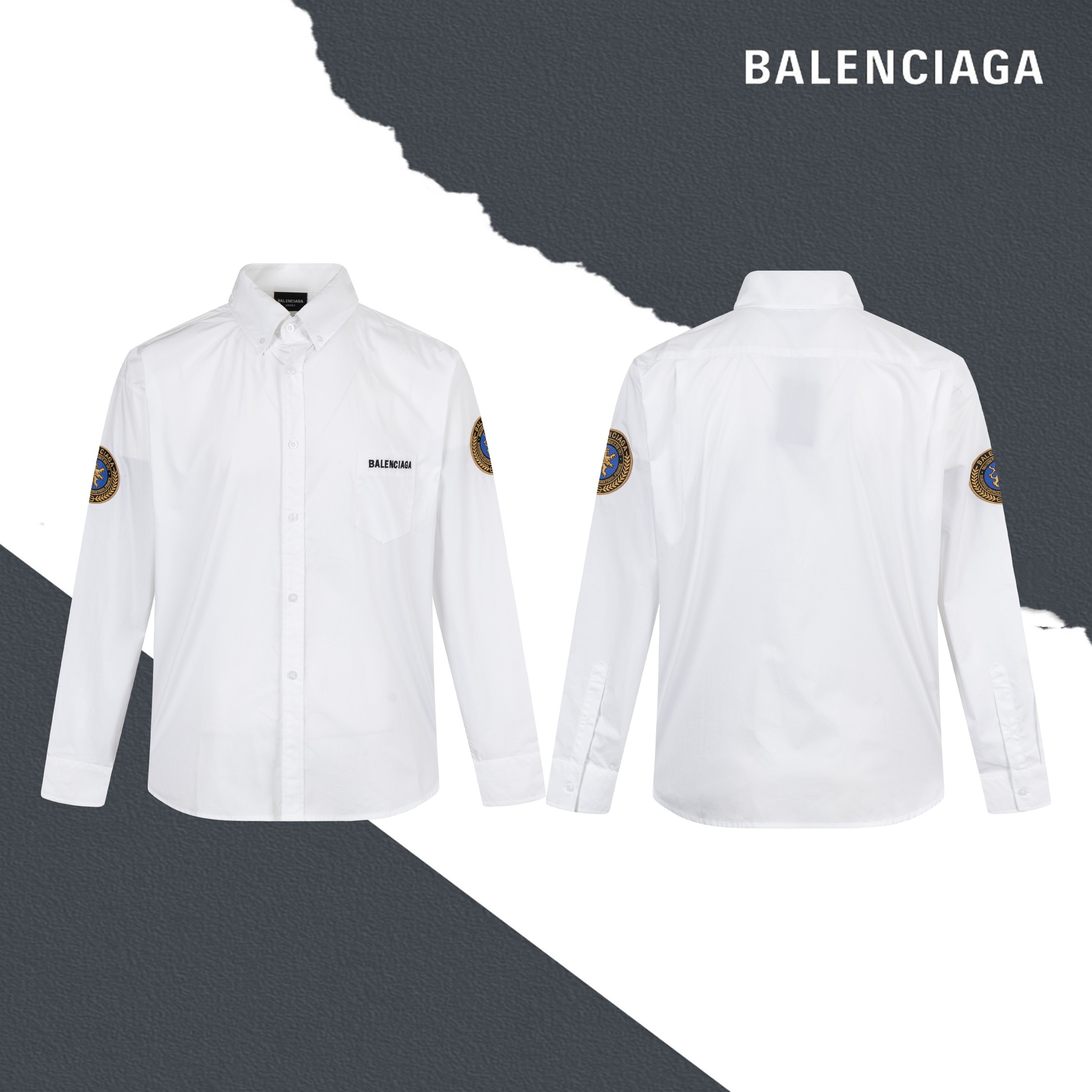 BLCG Embroidered Logo White Long-Sleeve Shirt XX25081607