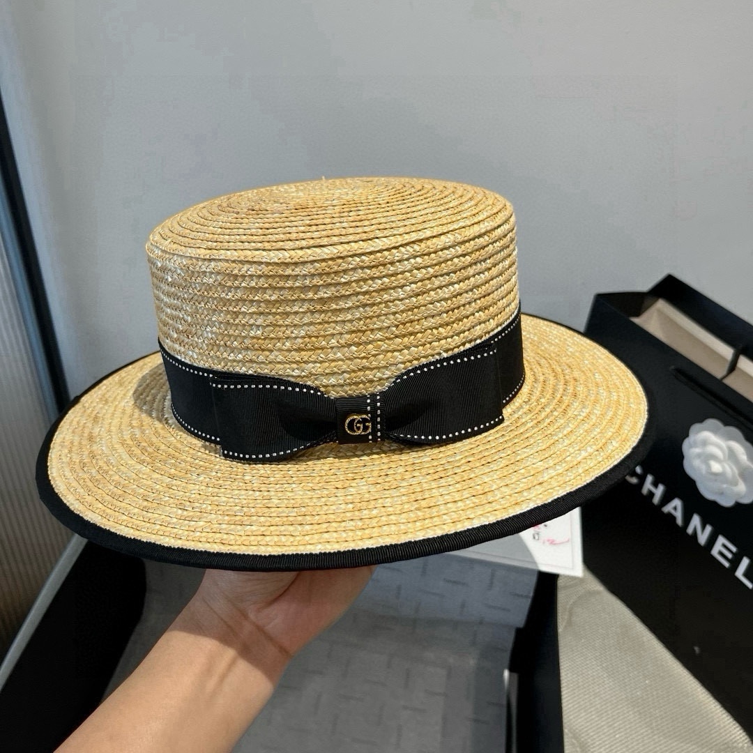 GG 25New Straw Flat Hat XX25081639