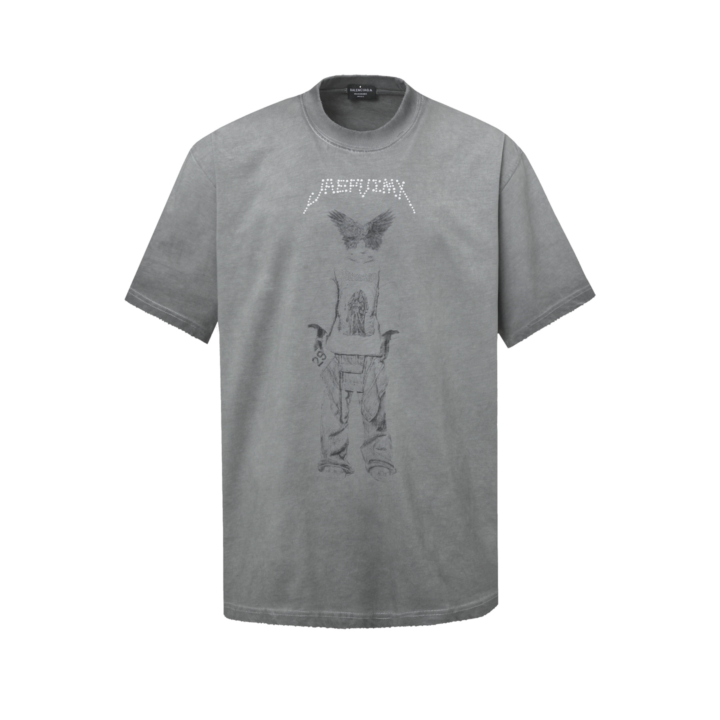 BLCG Unisex Vintage Crystal-Embellished Short Sleeve T-Shirt AM25081618