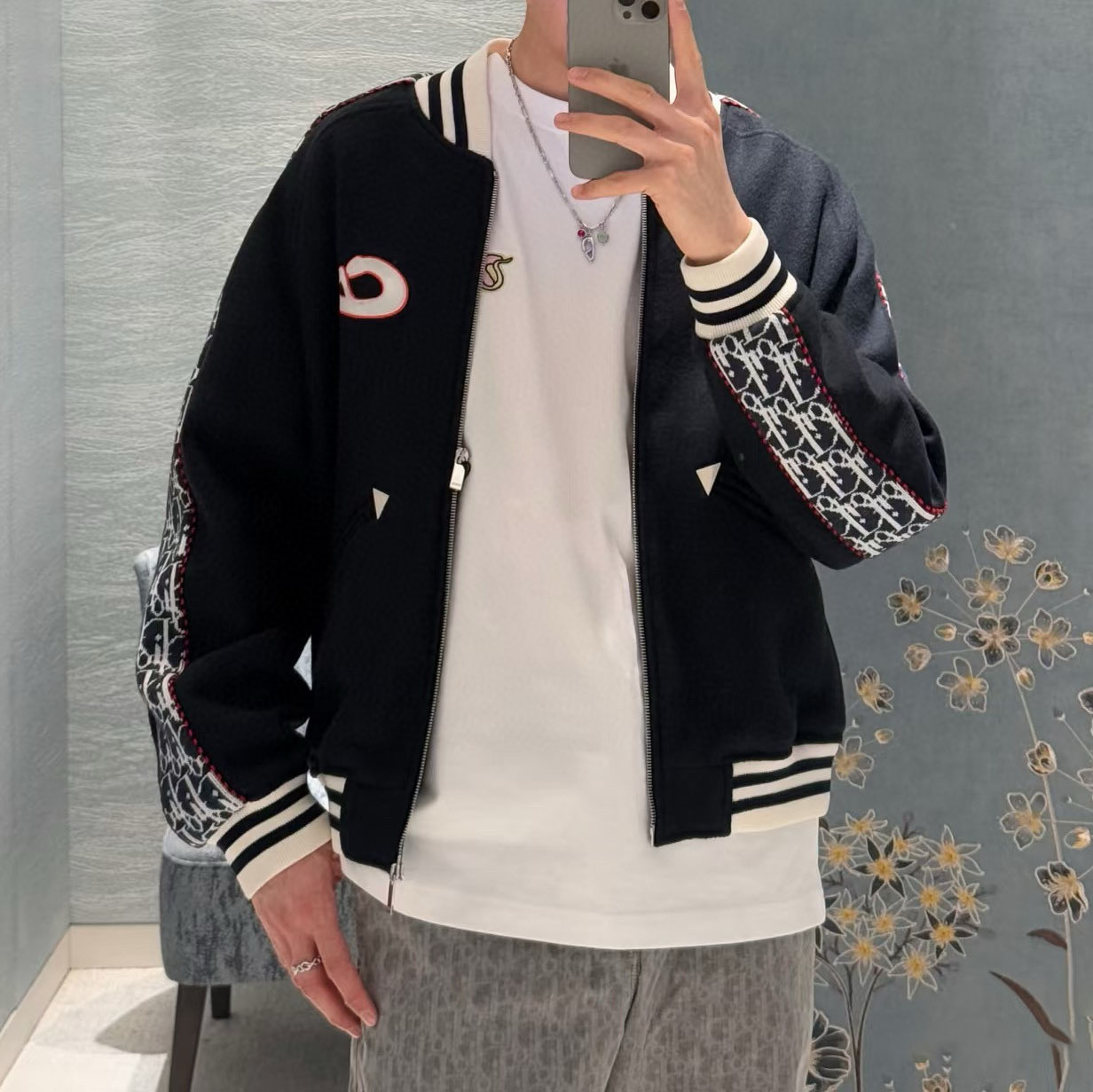 CD & Kaws Collaborative Year of the Snake Limited-Edition Embroidered Varsity Jacket FE25081609