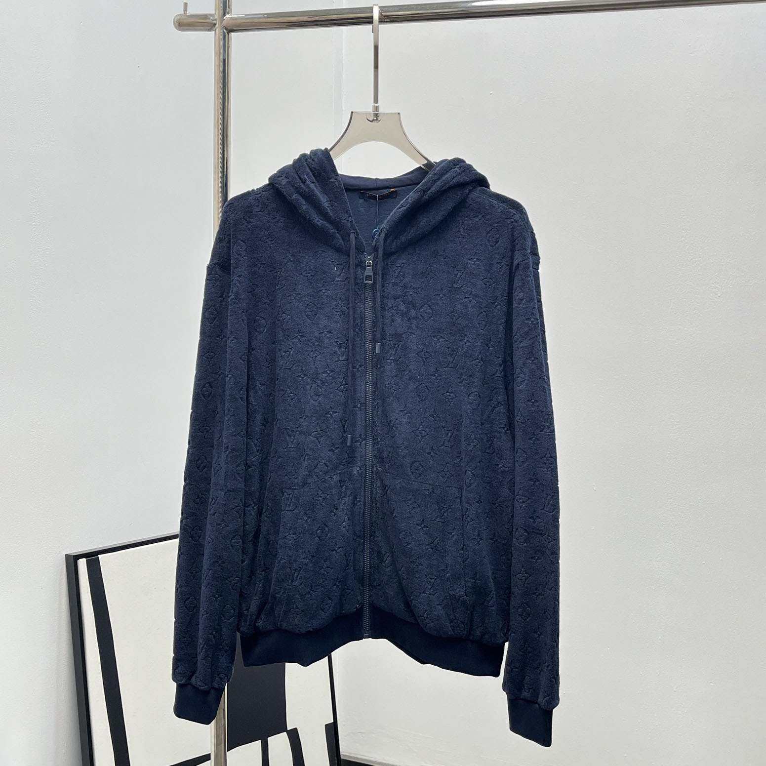 LV Deep Navy Blue Zip Hoodie FE25081604