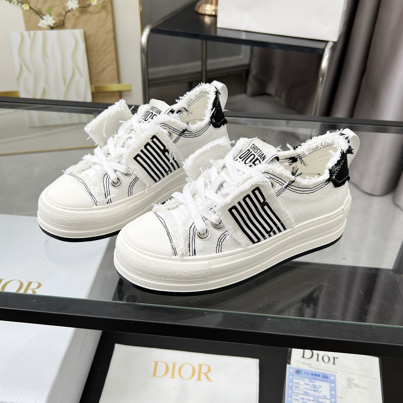 CD Platform Embroidered Casual Canvas Shoes FE25081625