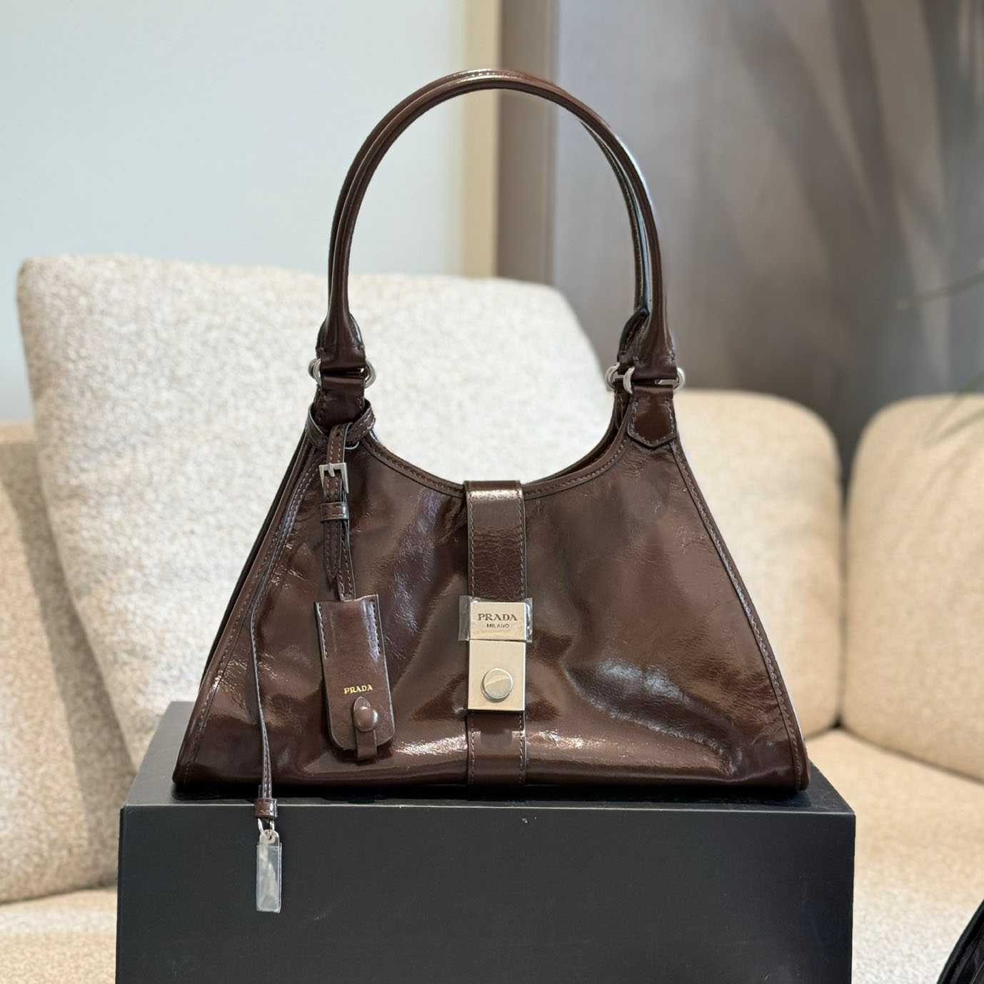 PRA Vintage Waxed Leather Underarm Bag XX25081727