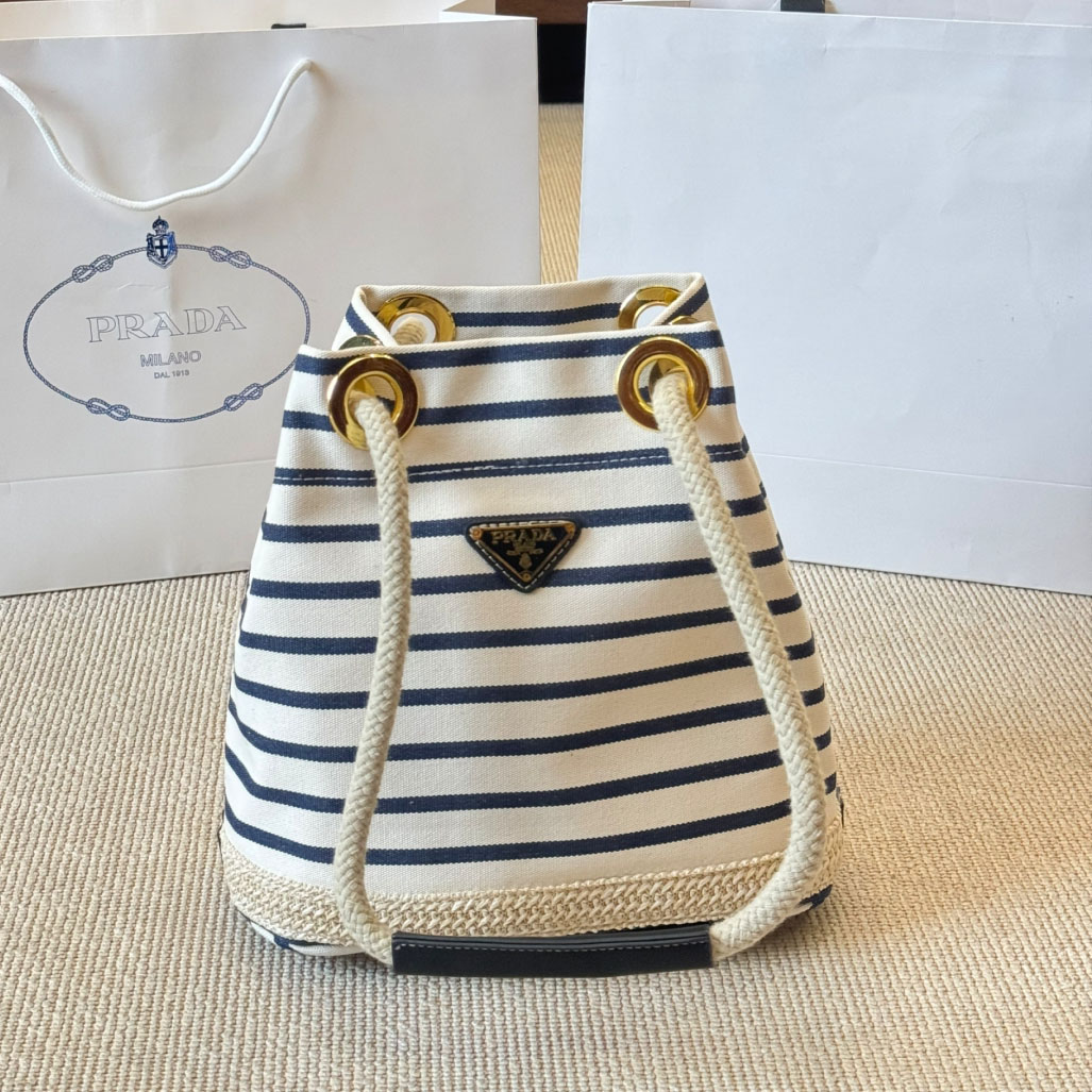 PRA Canvas Striped Bucket Bag XX25081734