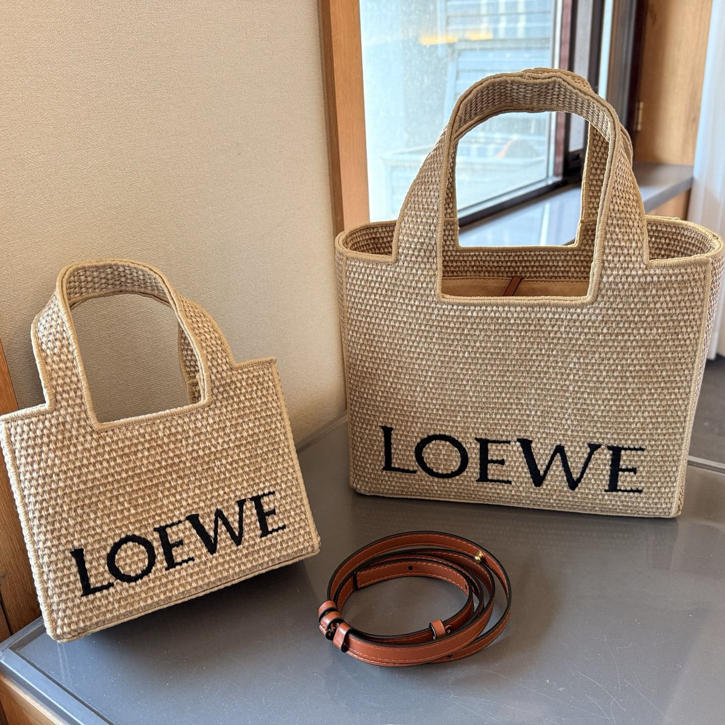 LOE Anagram Basket Embroidered Straw Tote AM25081917