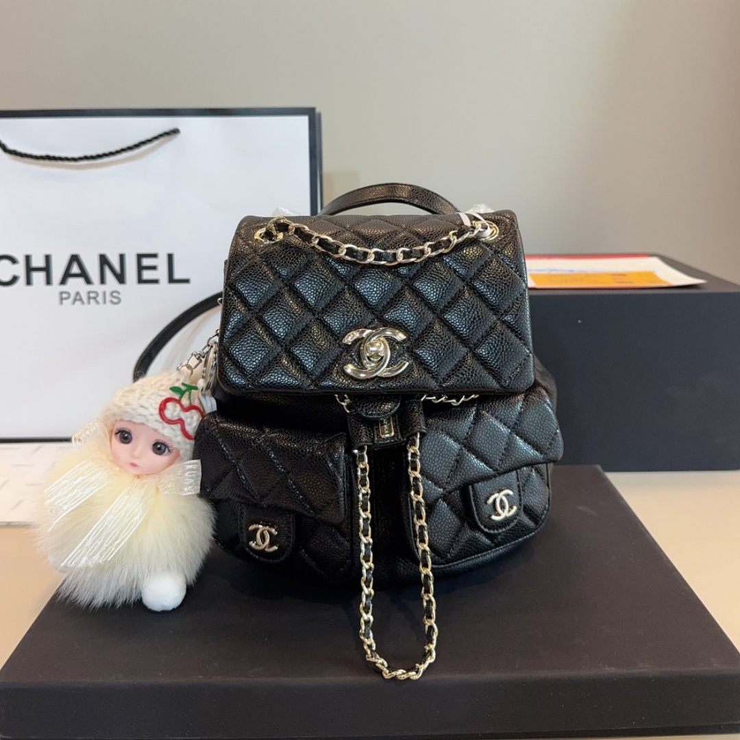 CH Duma Caviar Leather Quilted Chain Backpack YV25082912