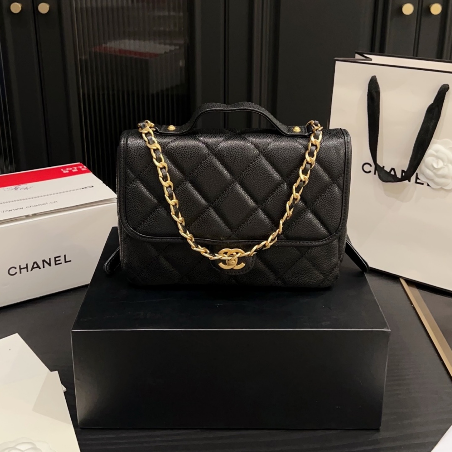 CH Duma Caviar Leather Quilted Chain Backpack YV25082910