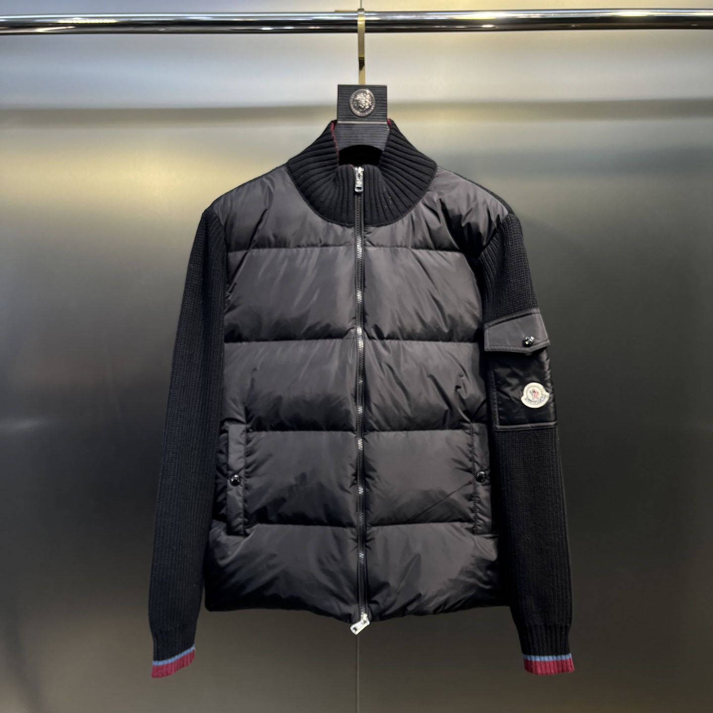 Mon Knitted-Paneled Down Stand-Collar Jacket XX25082025