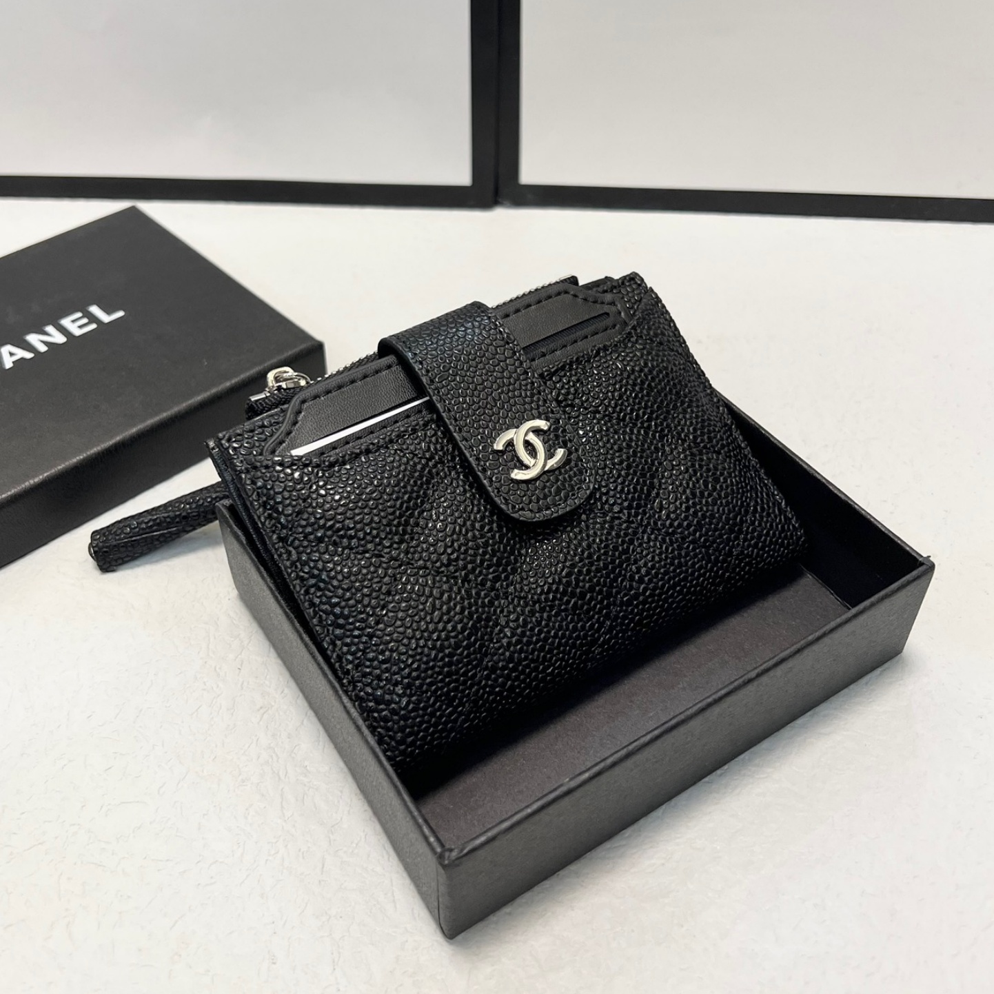 CH Classic Flap Caviar Leather Short Wallet YV25083003