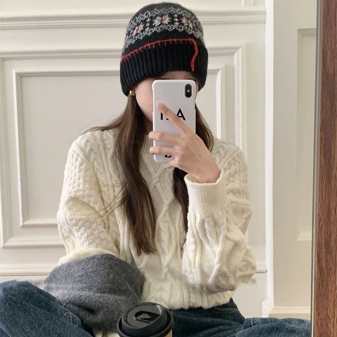 Mcl Snowflake Print Pullover Knitted Hat AM25082104