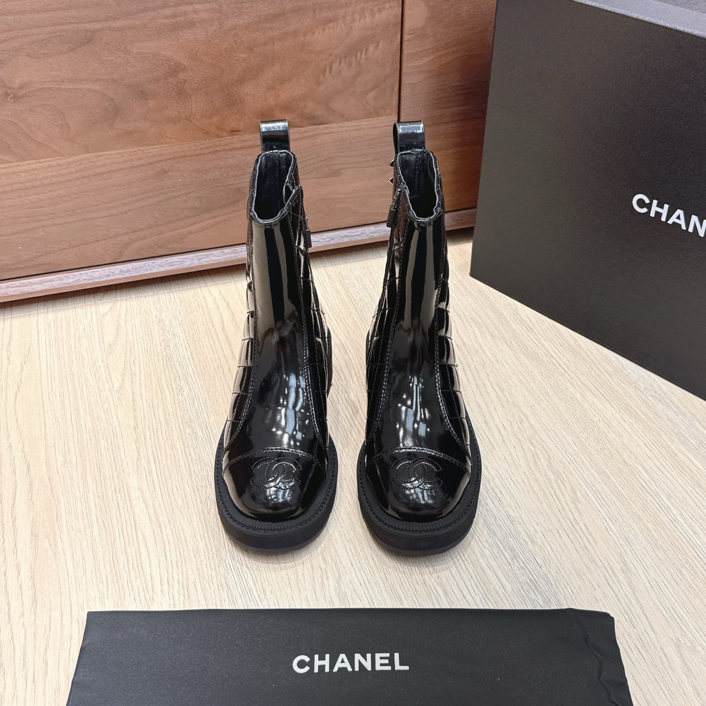 CH Black Quilted Short Boots YV25083120