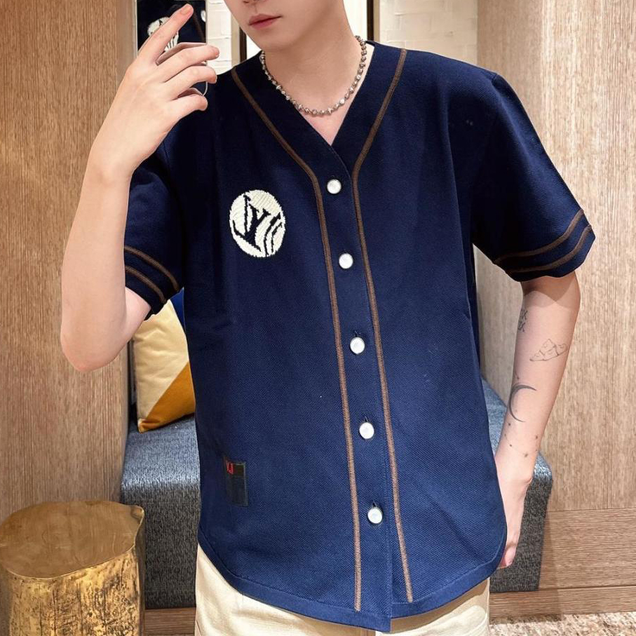 LV x Nigo Dot Jacquard & Embroidered Pattern Baseball Shirt XX25082203
