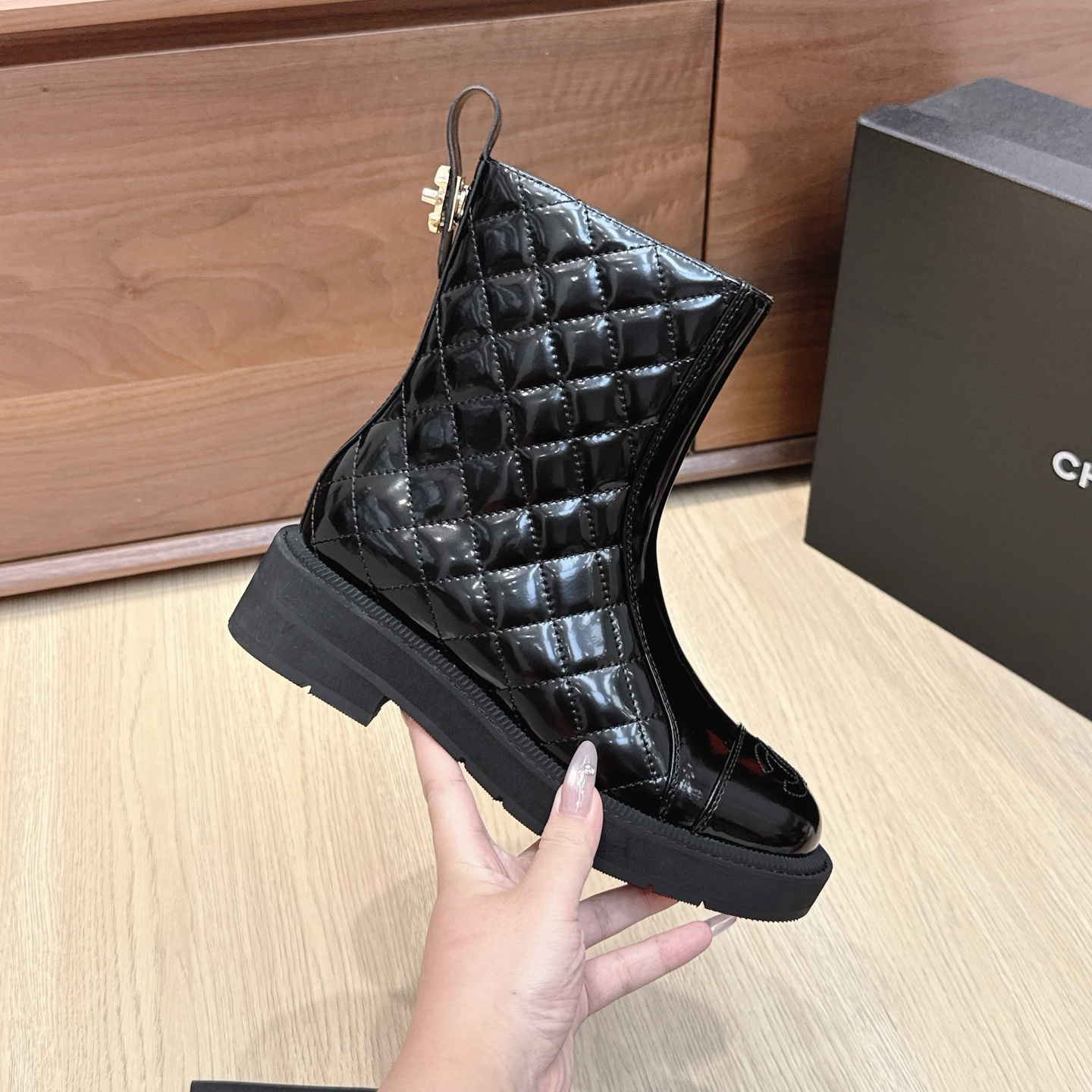 CH Black Quilted Short Boots YV25083120