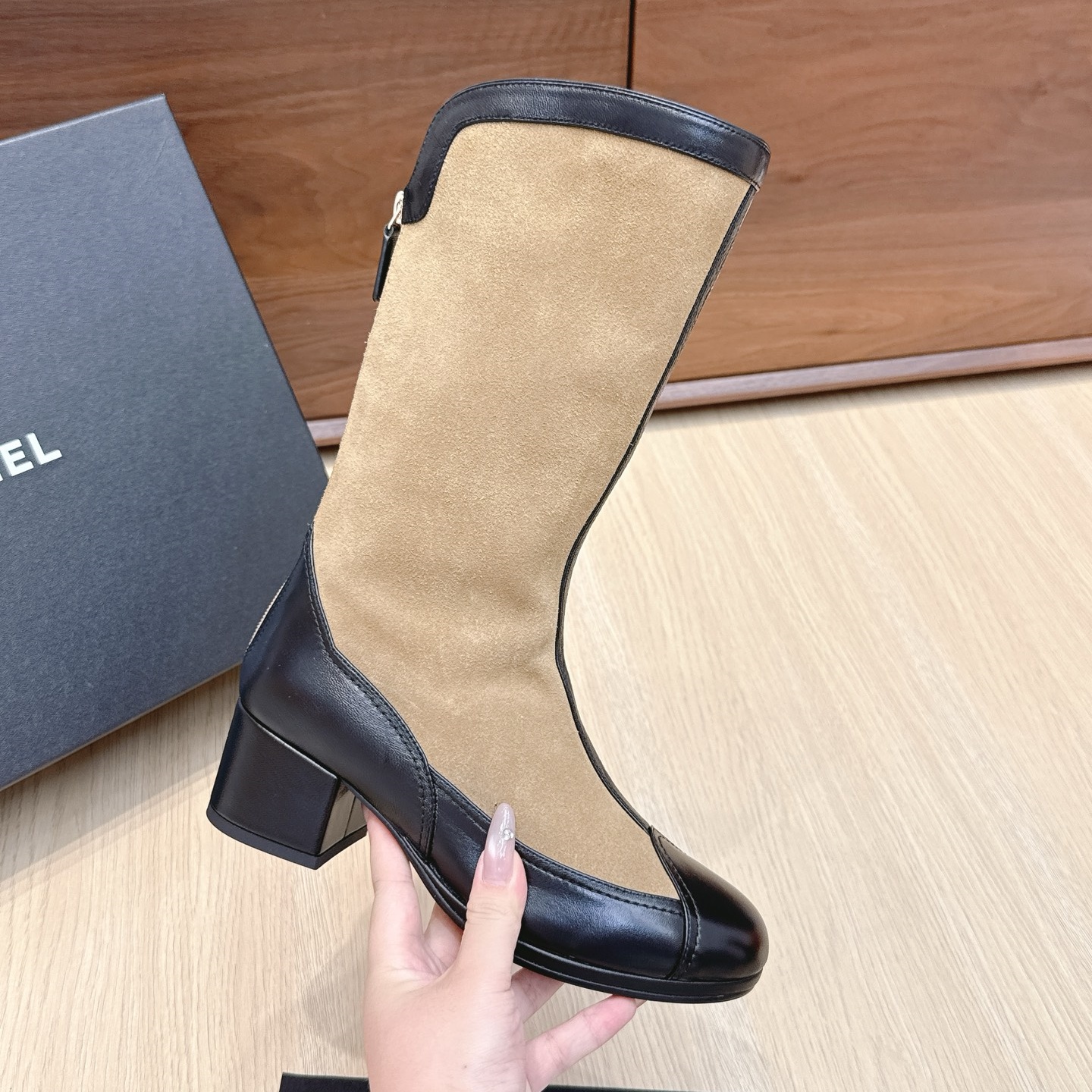 CH Suede & Leather Mid-Calf Boots YV25083124