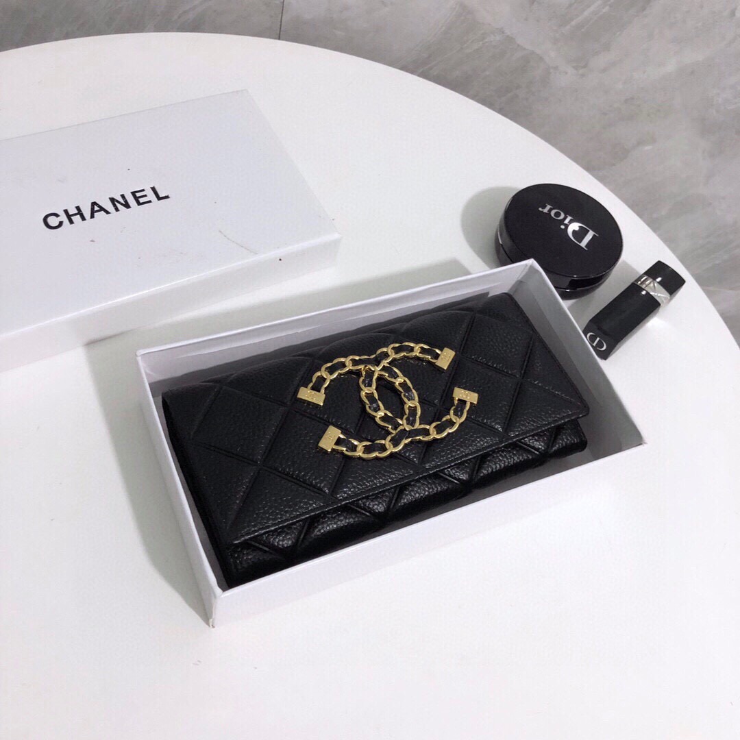 CH Black Caviar Quilted Wallet YV25083112