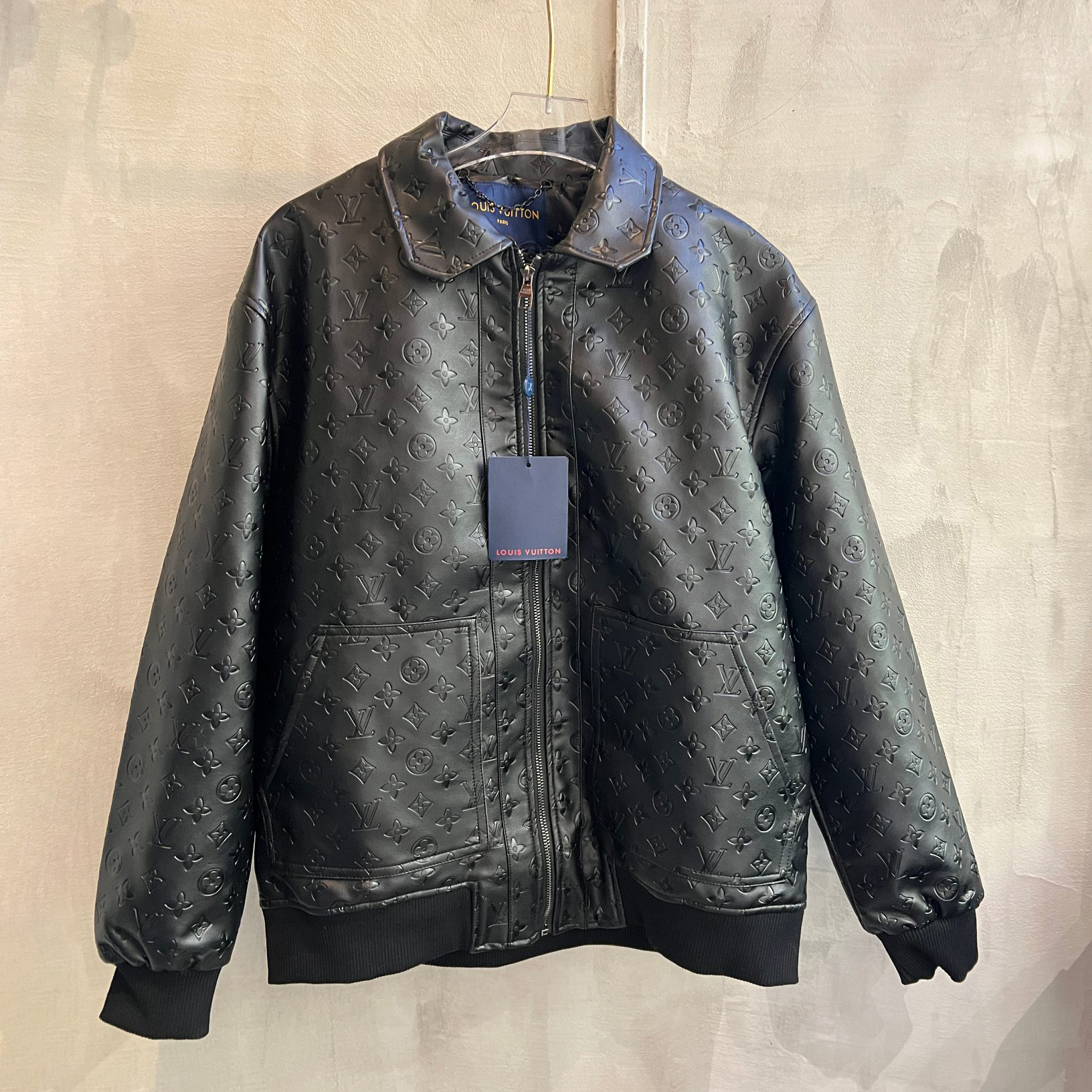 LV Classic Logo - Embossed Men's Leather Jacket AM25082147