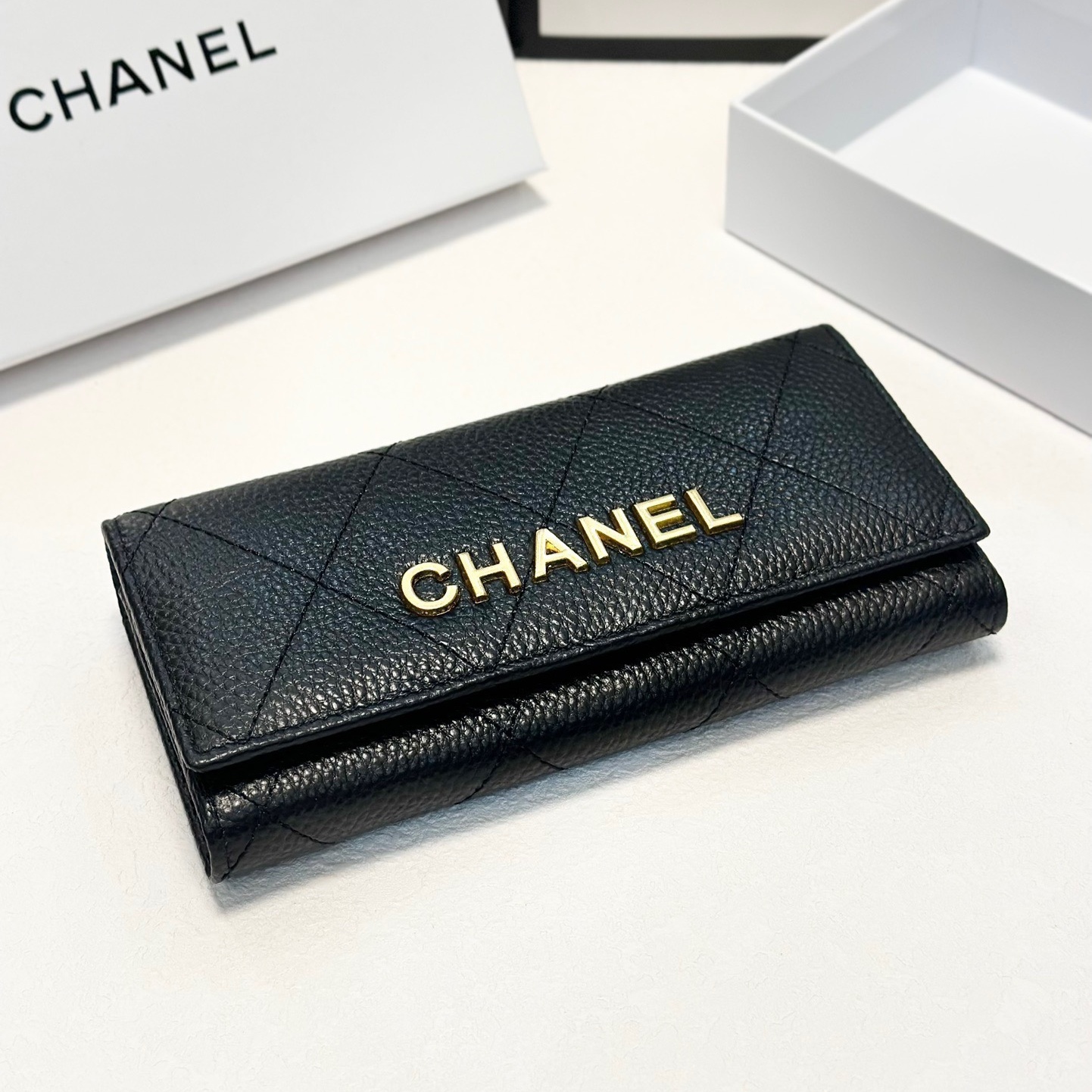 CH Black Caviar Quilted Long Wallet YV25083113