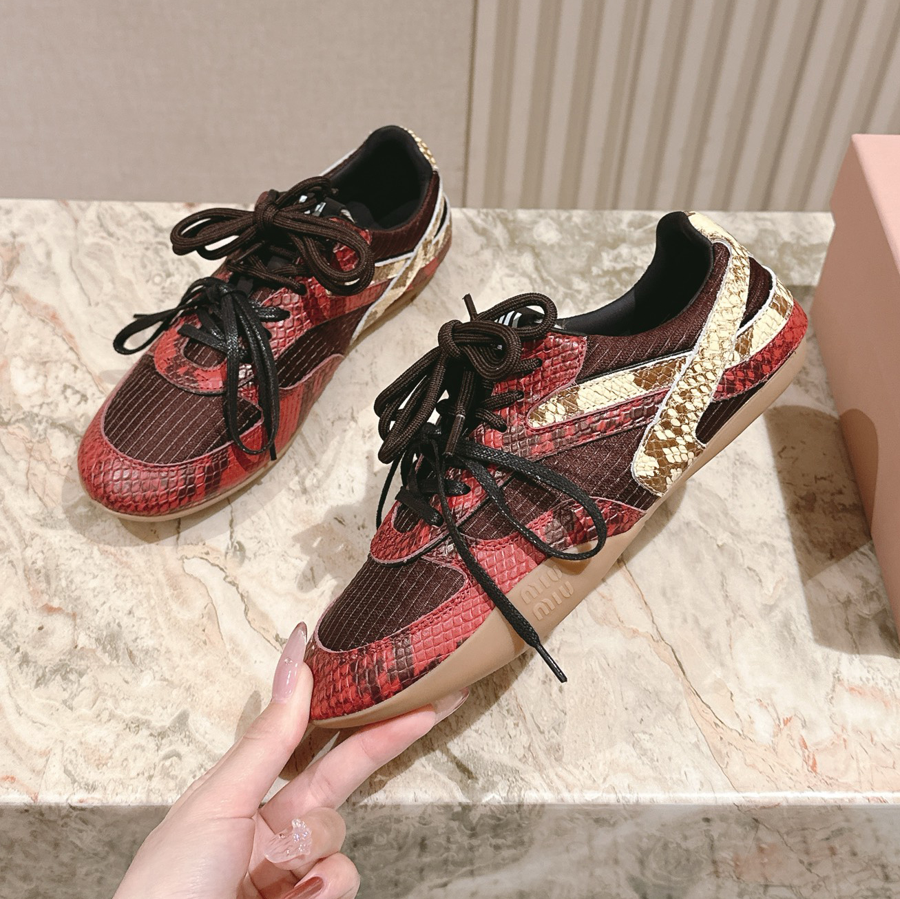 Miu Multicolor Snake Print Athletic Shoes XX25082233