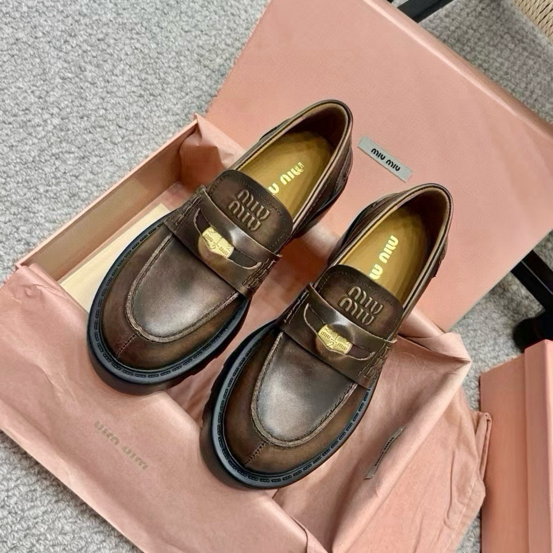 Miu Gold Coins Platform Loafers XX25082244