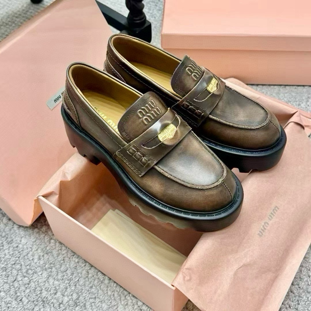 Miu Gold Coins Platform Loafers XX25082244