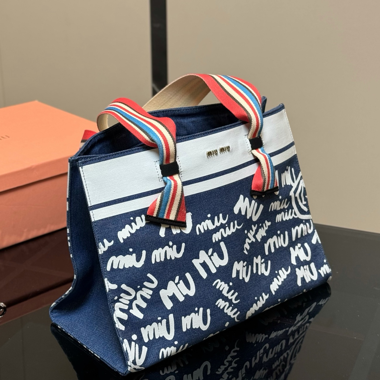 Miu Canvas Lettering Tote Bag XX25082318