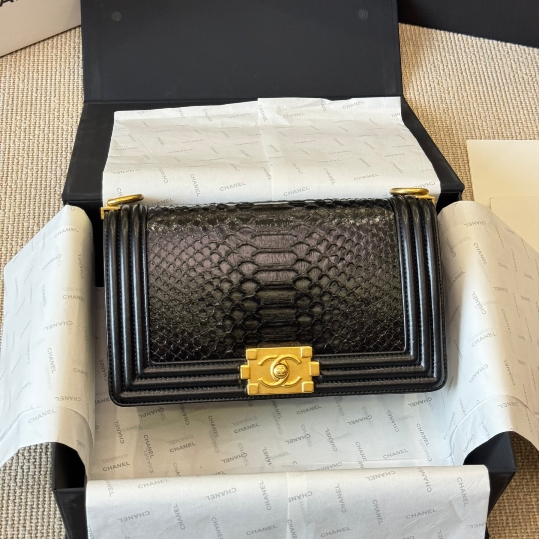 CH Boy Flap Bag in Python Embossed Leather  YV25090201