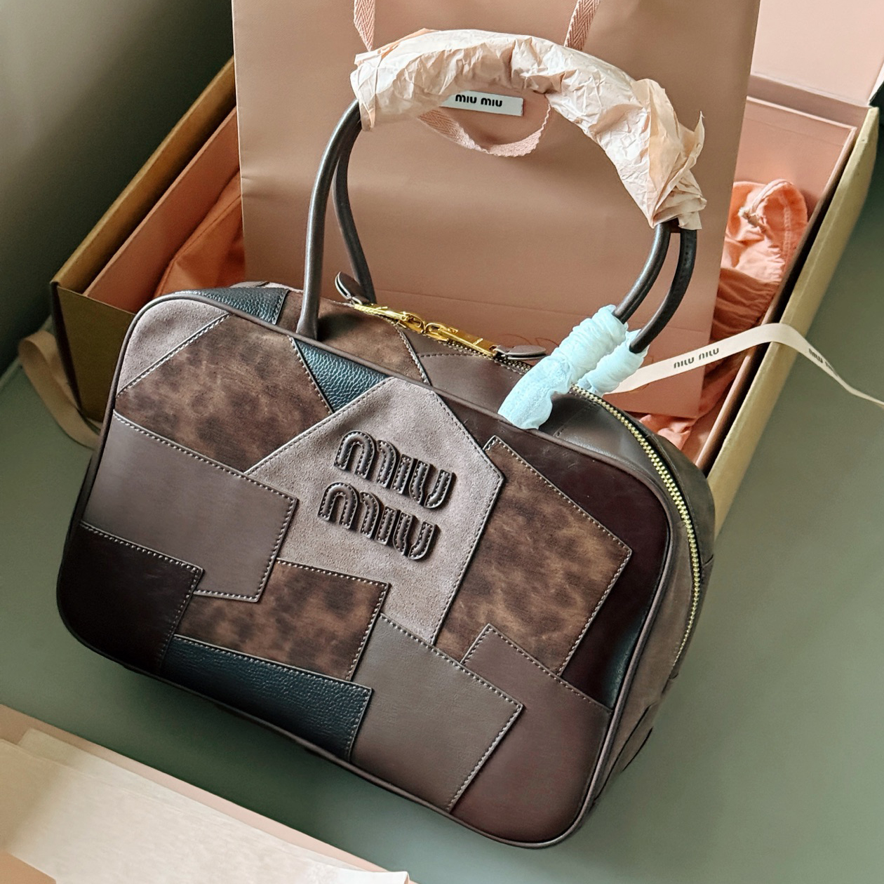 Miu 25New Color-block Briefcase XX25082319