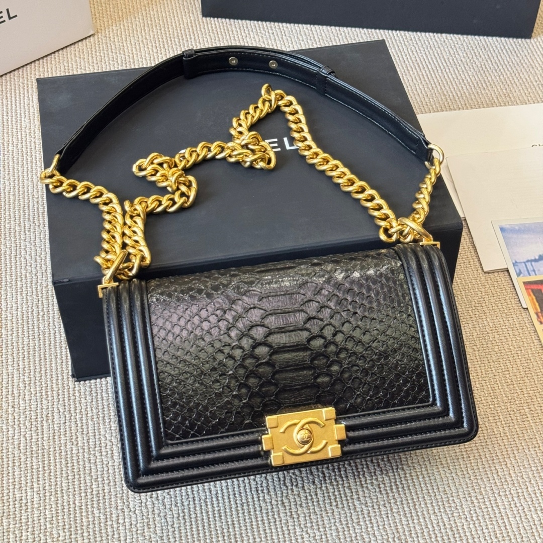 CH Boy Flap Bag in Python Embossed Leather  YV25090201