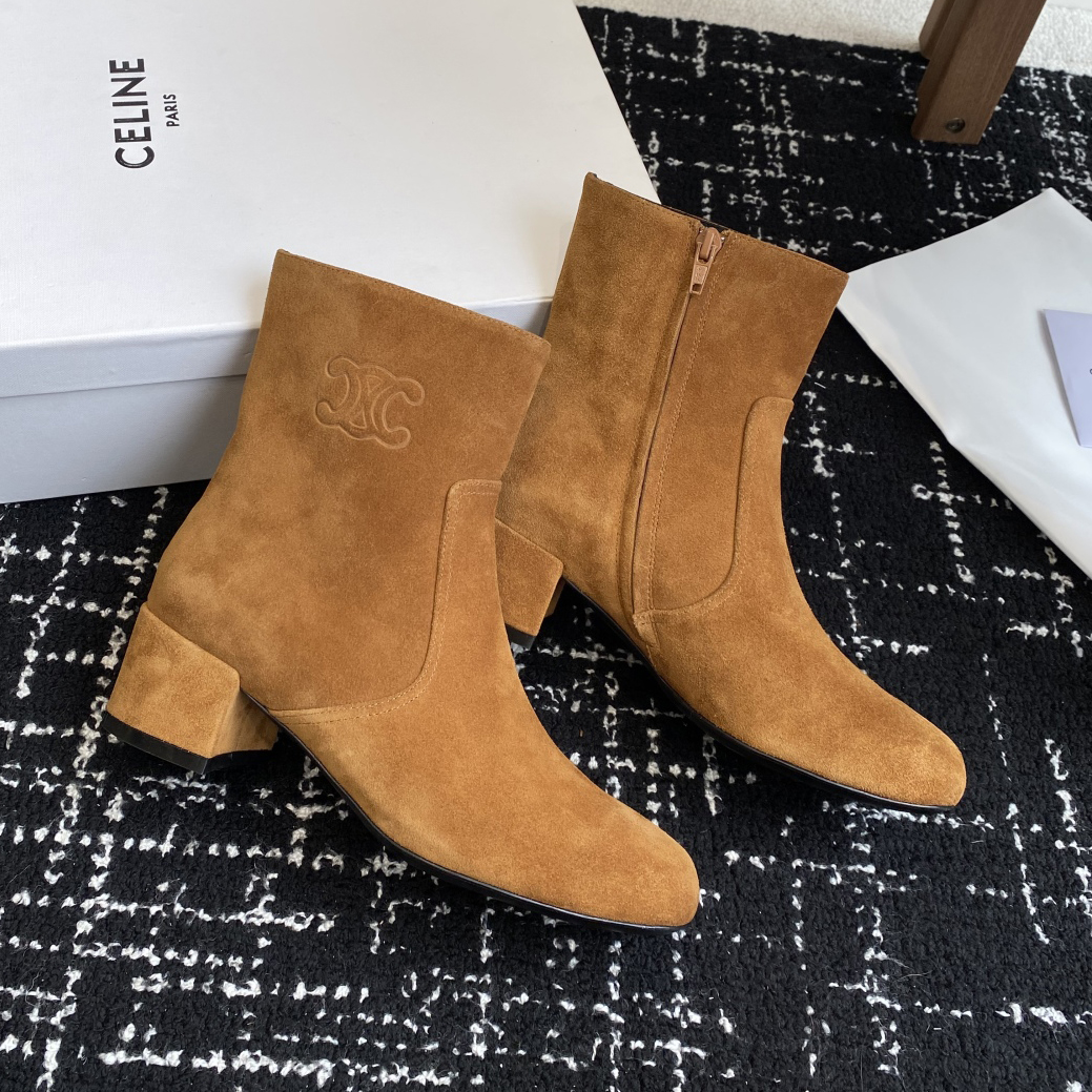 CE 25New Suede Chunky Heel Ankle Boots MM25090439