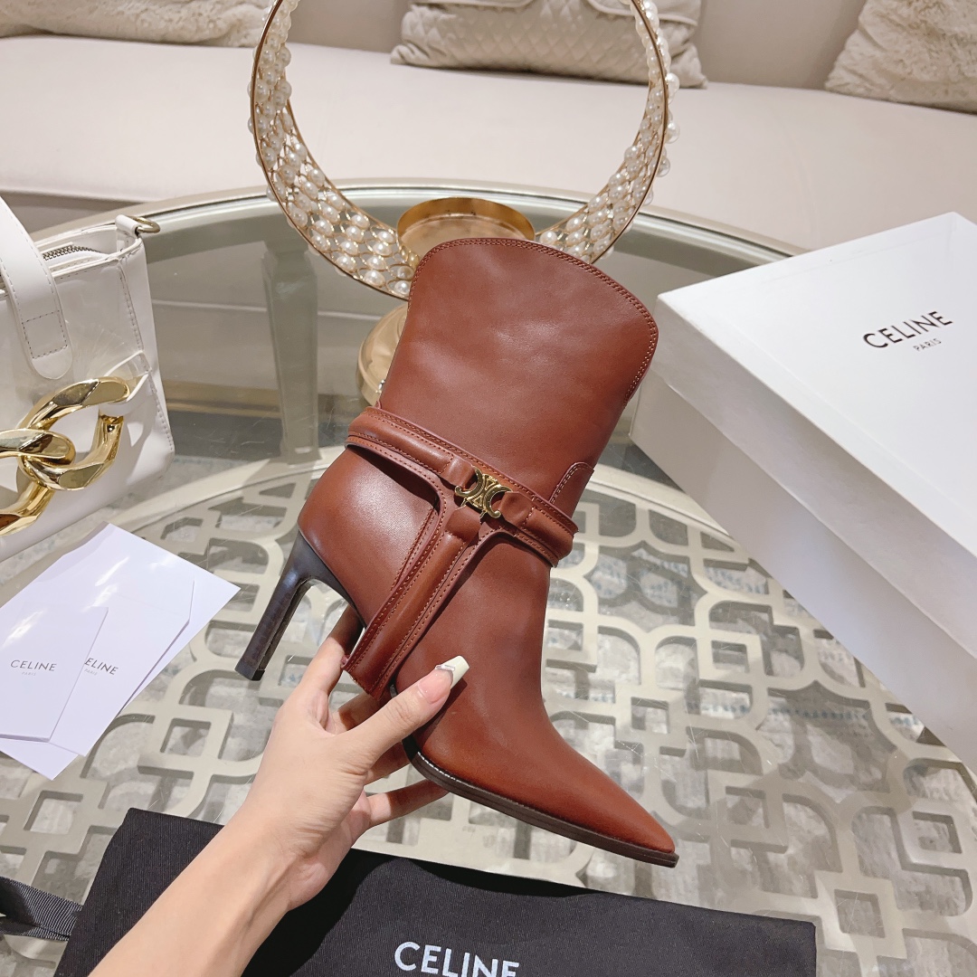 CE 25New High-Heeled Pointed-Toe Ankle Boots MM25090416