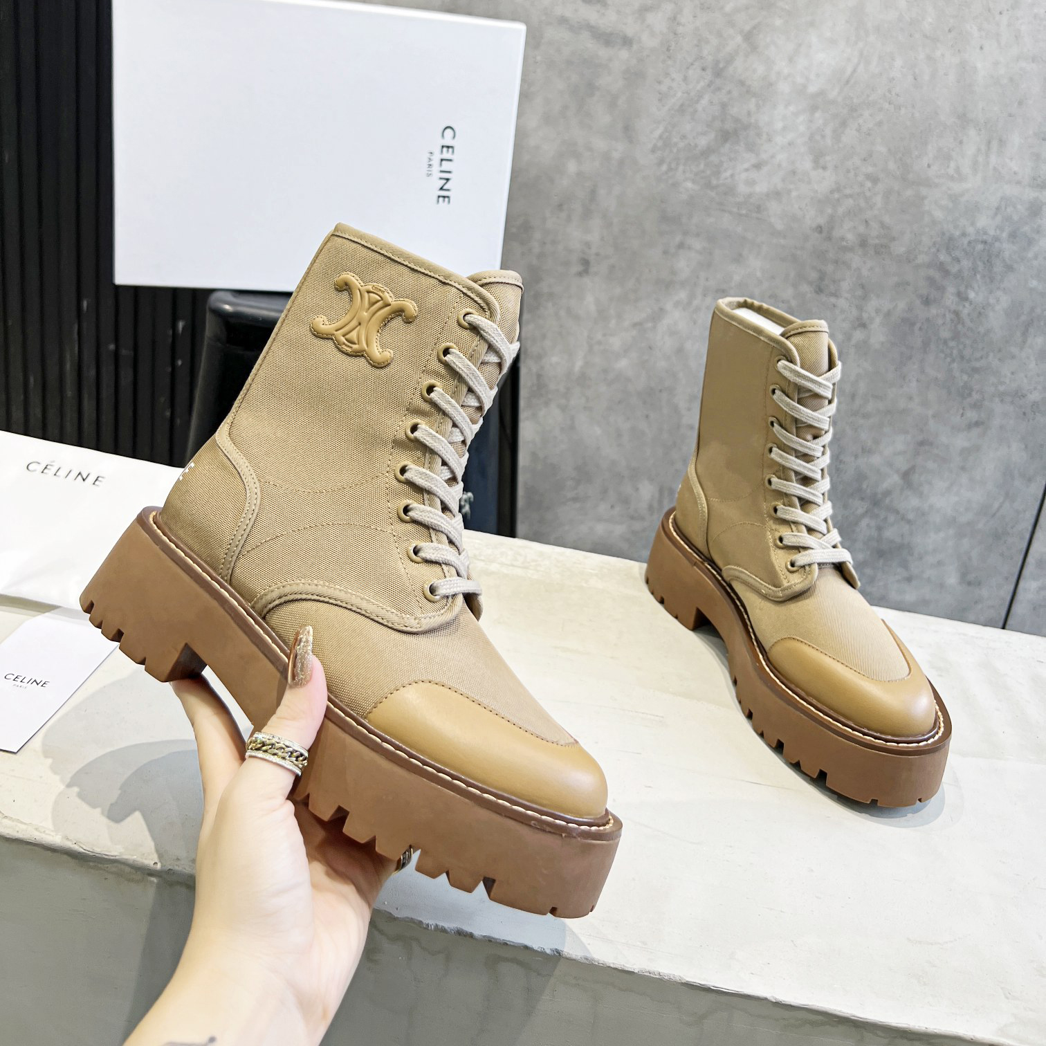 CE Nylon Lace-up Boots MM25090437