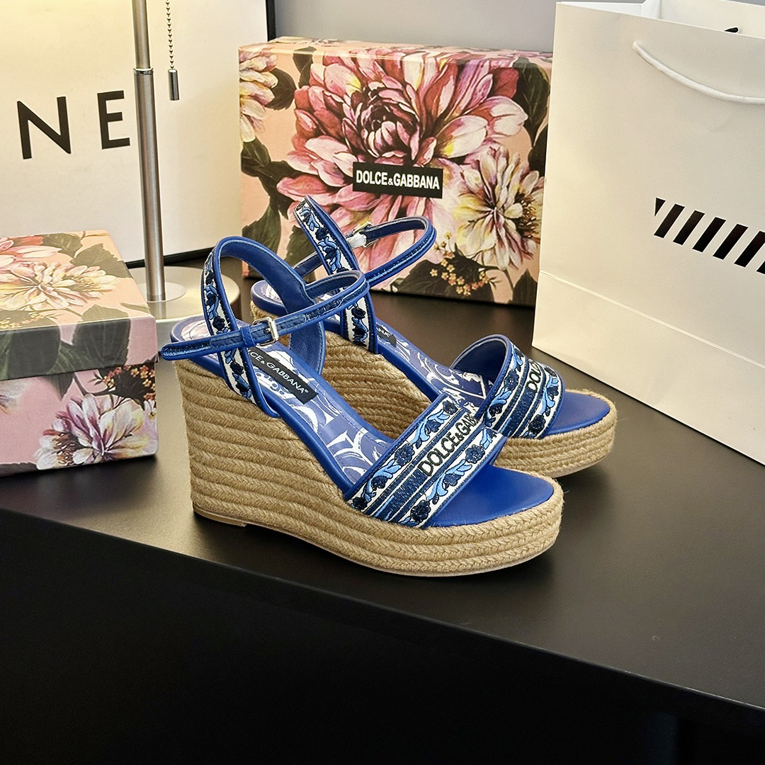 D&G wedge Hemp Rope Sole Sandals AM25090505