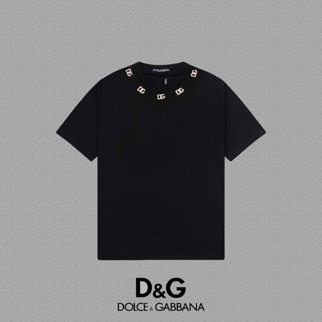 D&G 24s Metal Letter Logo Round Neck Short Sleeves XX250900606