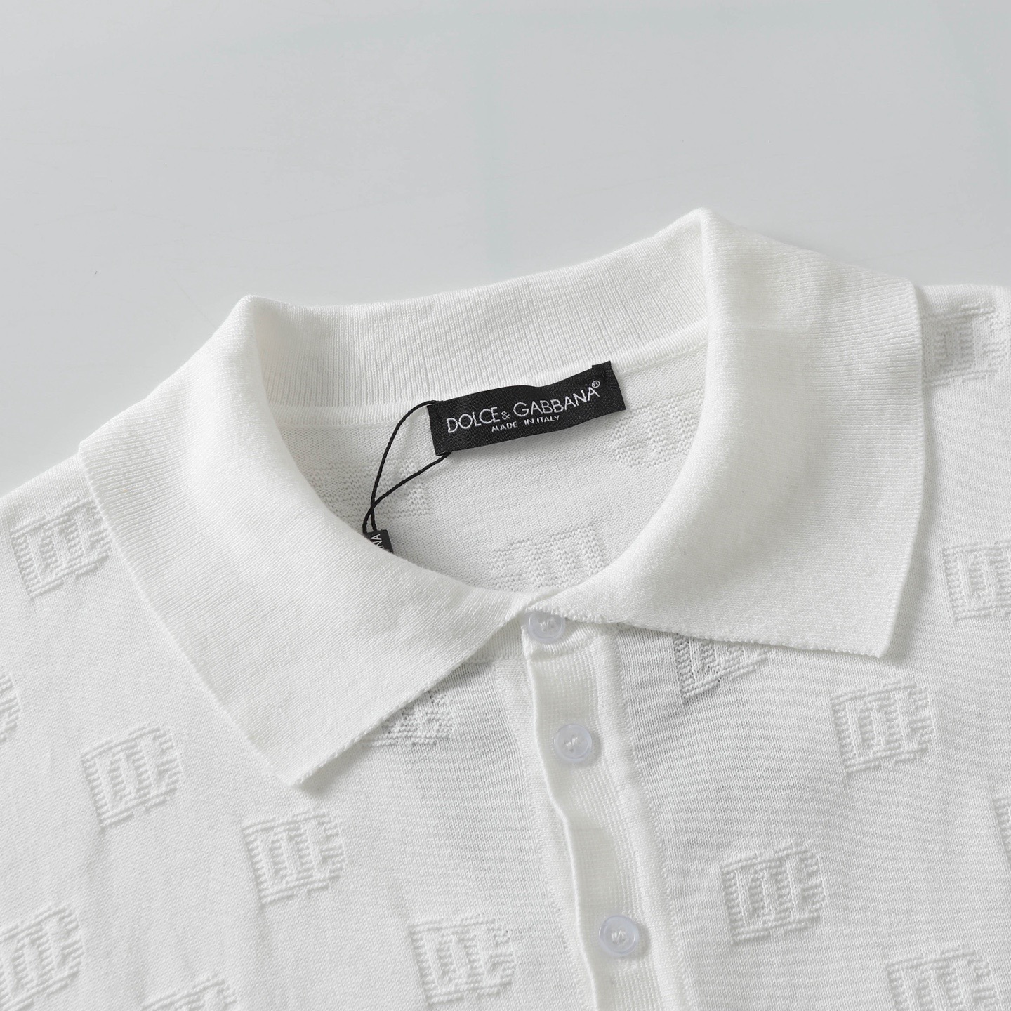 D&G Men's Logo Jacquard Knit Polo XX250900604