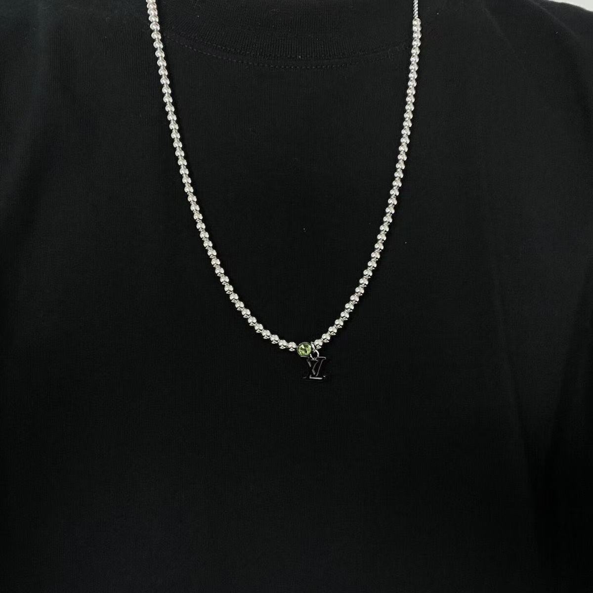LV Essentials Silver Titanium Steel Bead Necklace YPD25090814