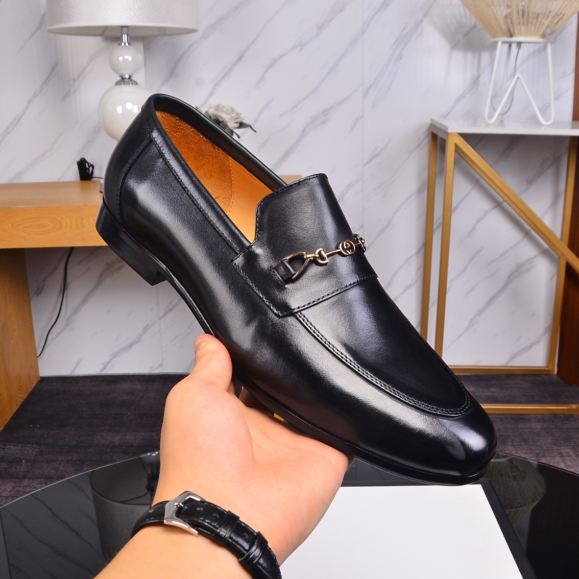 GG Men's Horsebit Leather Shoes XX25090846