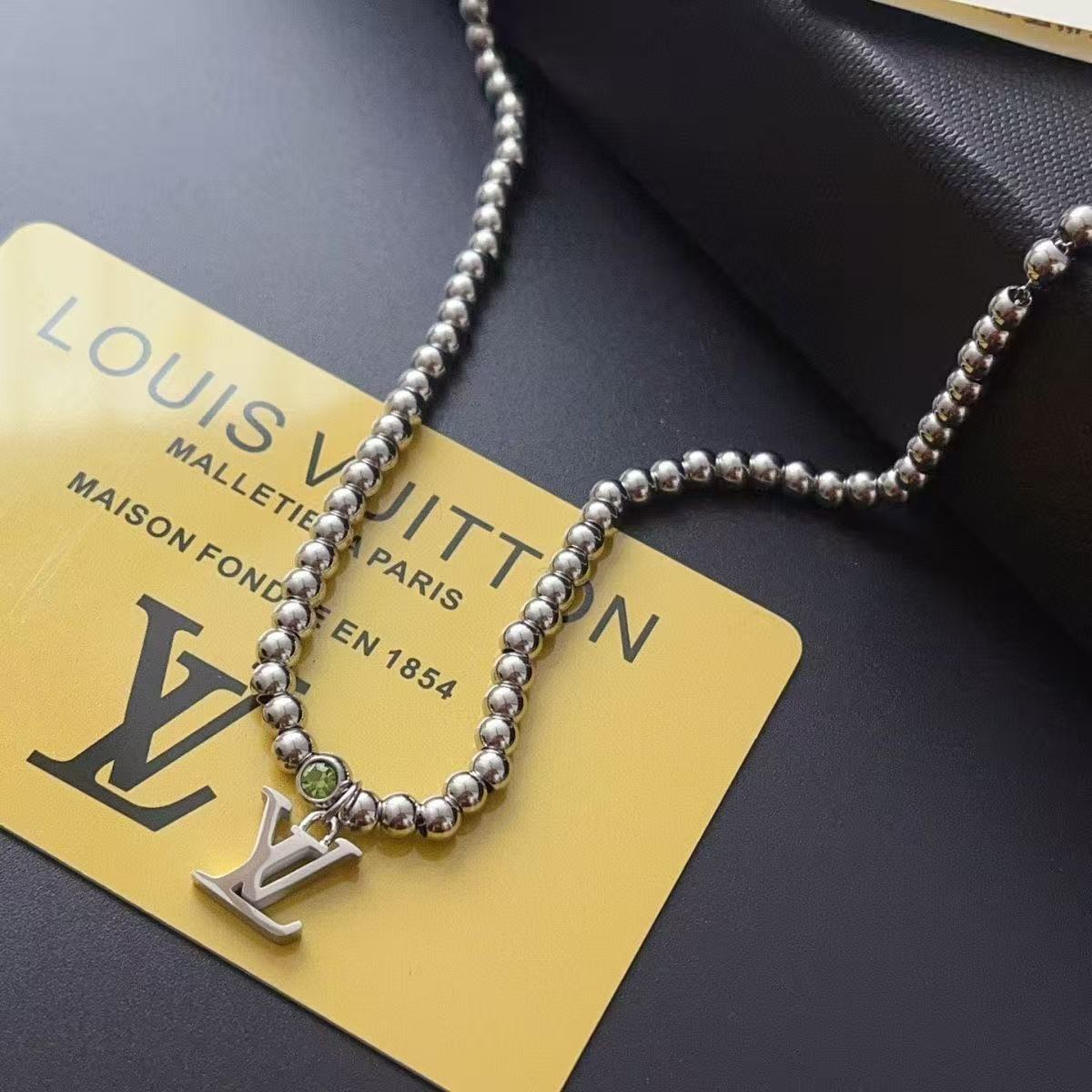 LV Essentials Silver Titanium Steel Bead Necklace YPD25090814