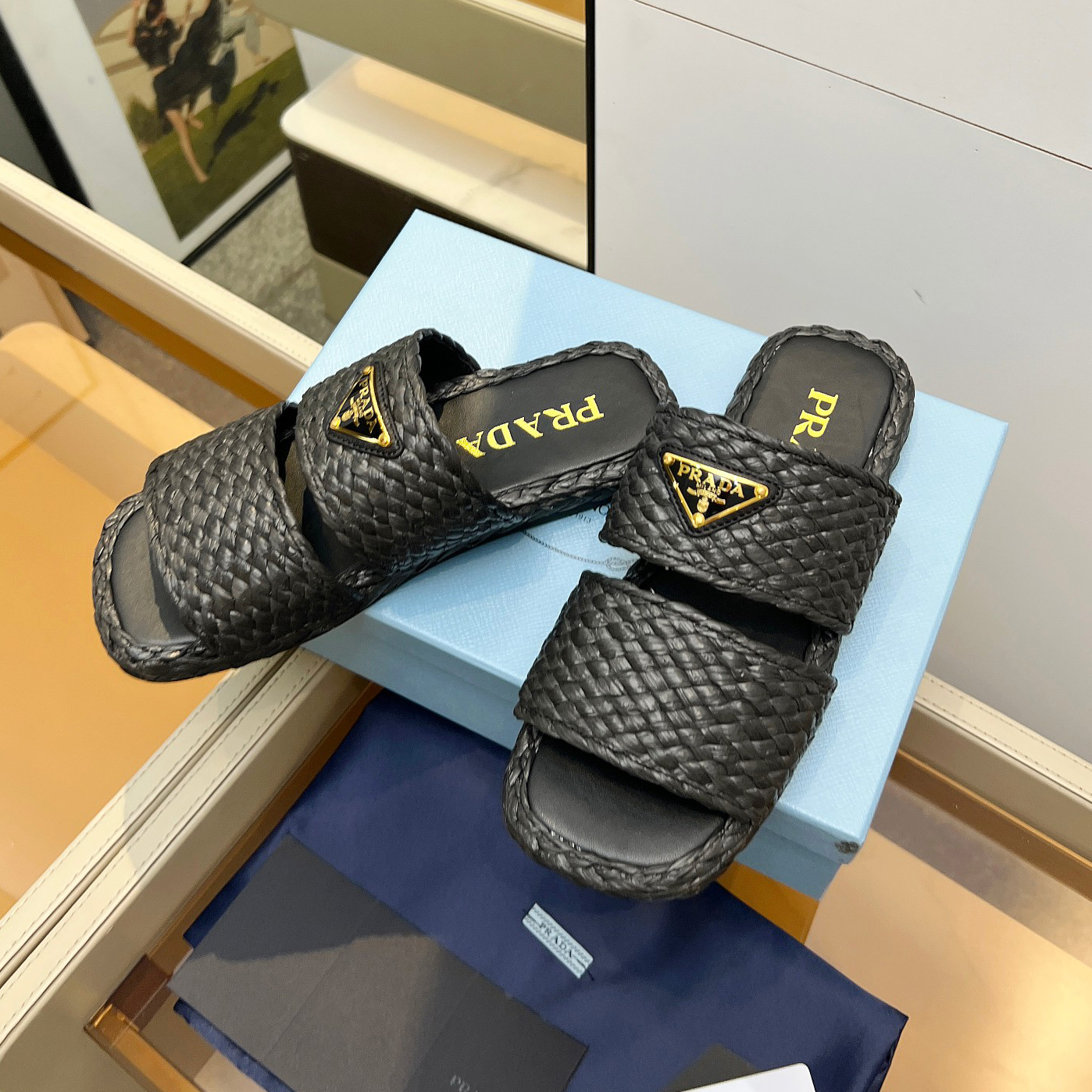 PRA Raffia Slide Sandals RT25090901