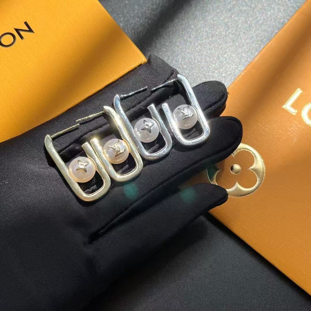 LV U - Shaped Double - Hoop Pearl Drop Earrings YPD25090934