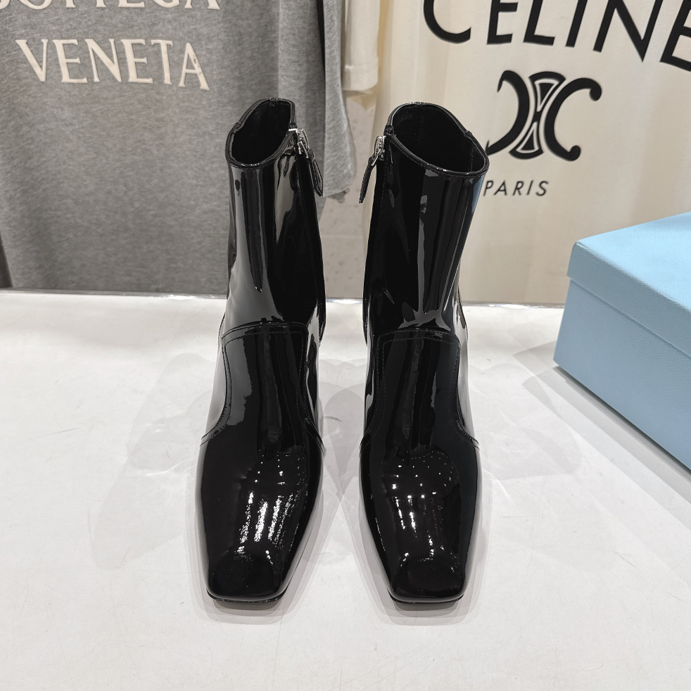 PRA Patent Leather Chelsea High Heeled Ankle Boots AM25090933