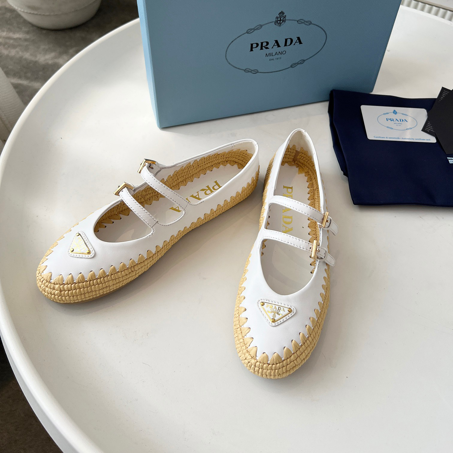 PRA 25 New Straw Mary Jane Shoes AM25081327