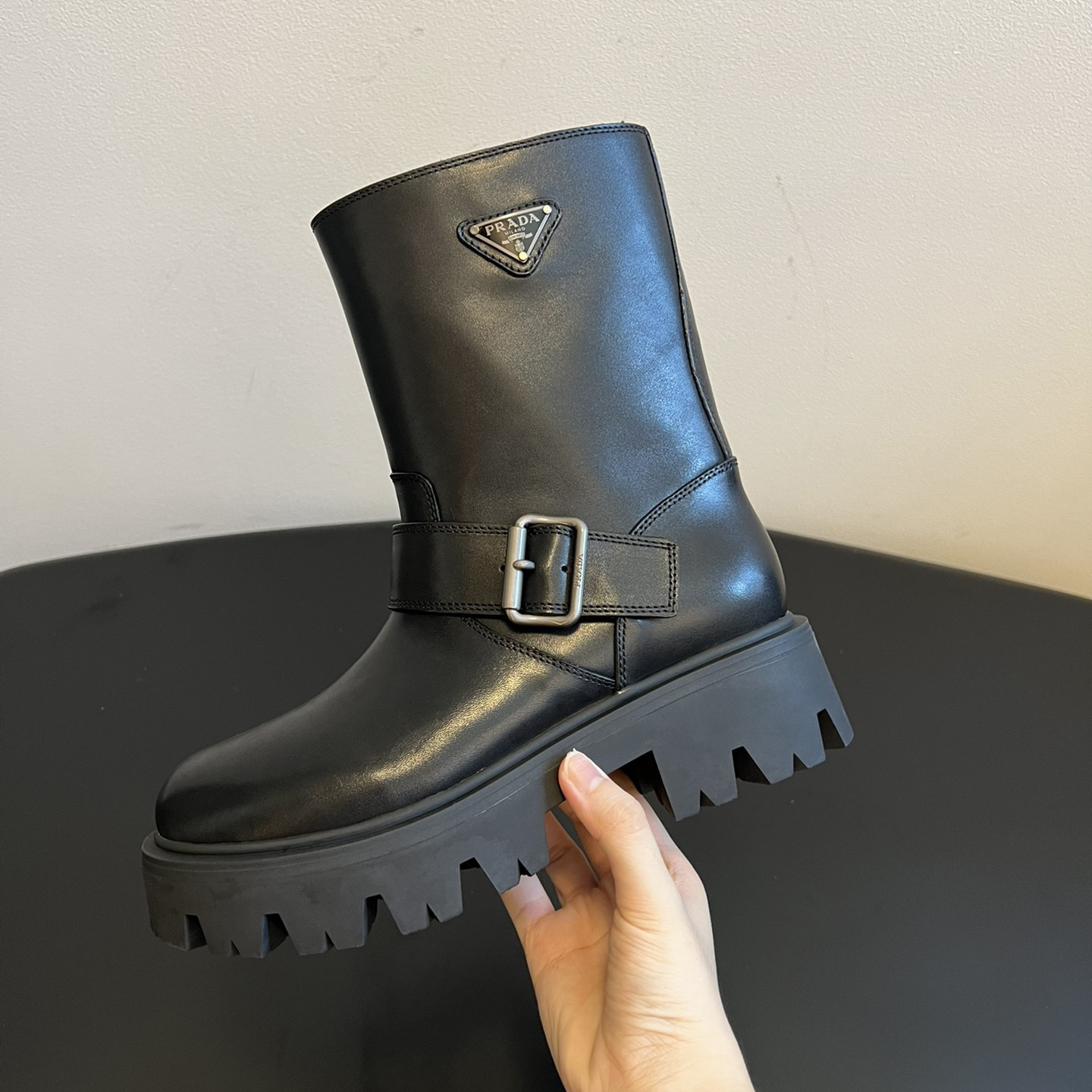 PRA 25New Classic Triangle Logo Ankle Boots AM25090907