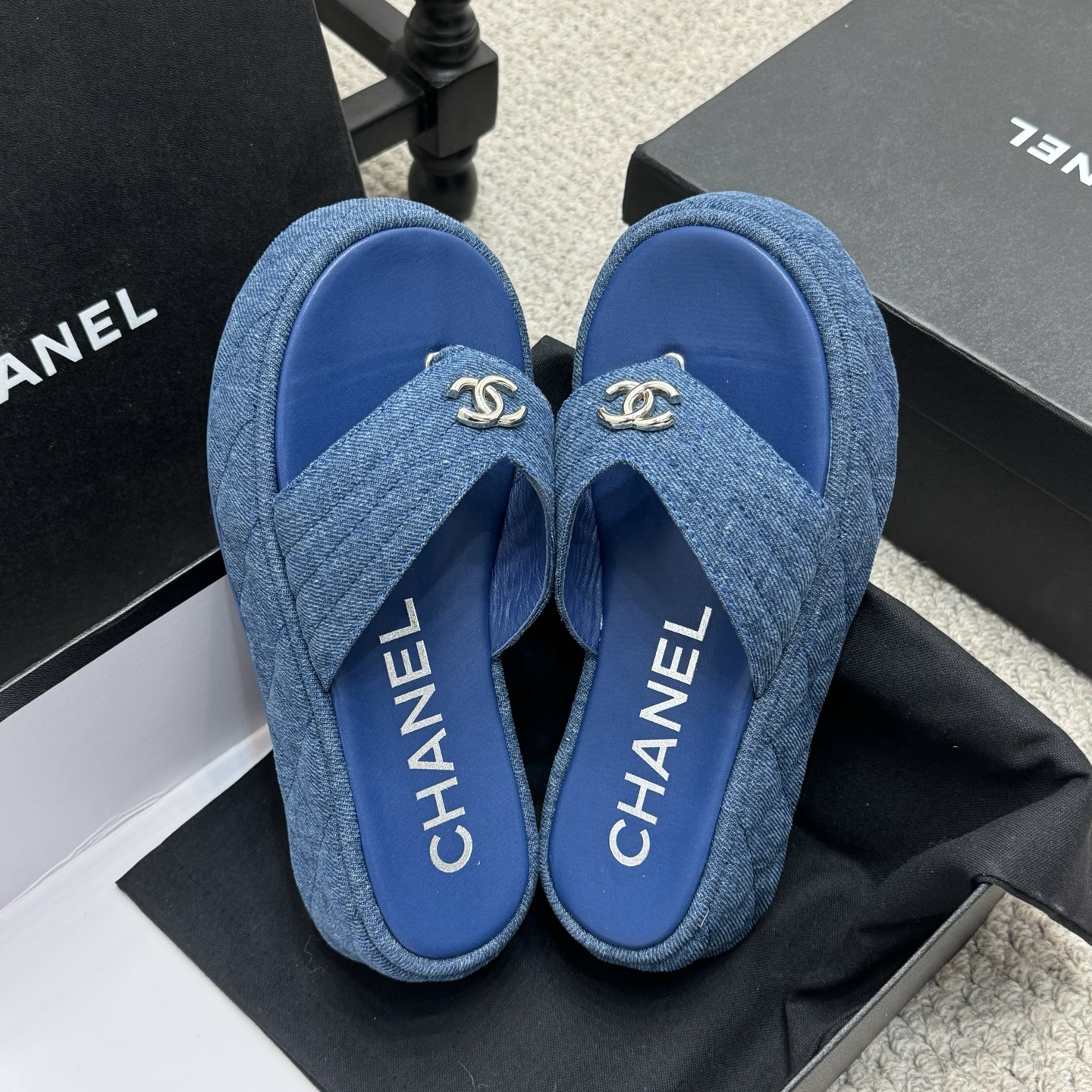 CH Fashion Denim Platform Slippers ST25041534