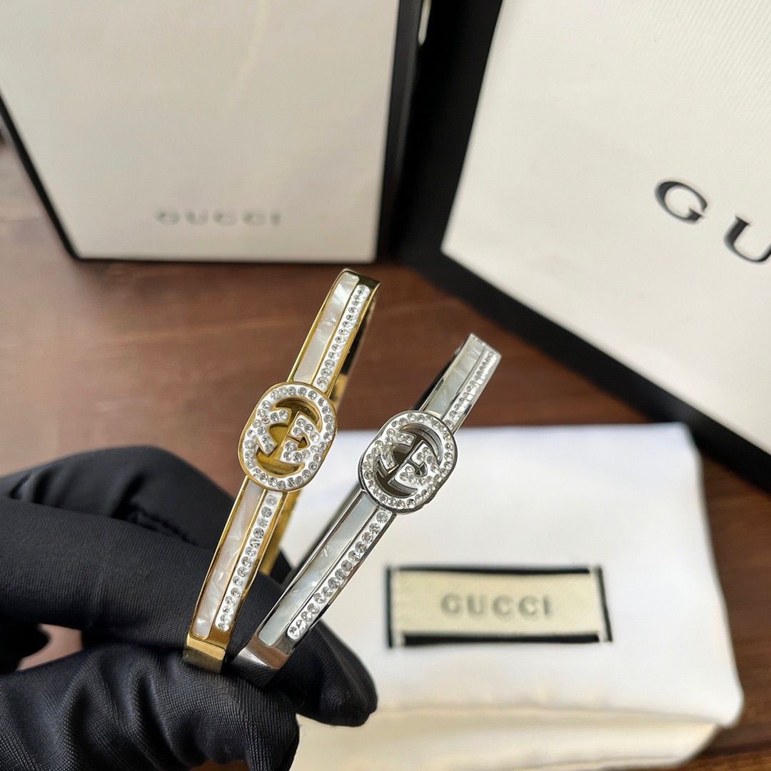 GG Double G Zircon & Mother - of - Pearl Narrow Bangle YPD25091016