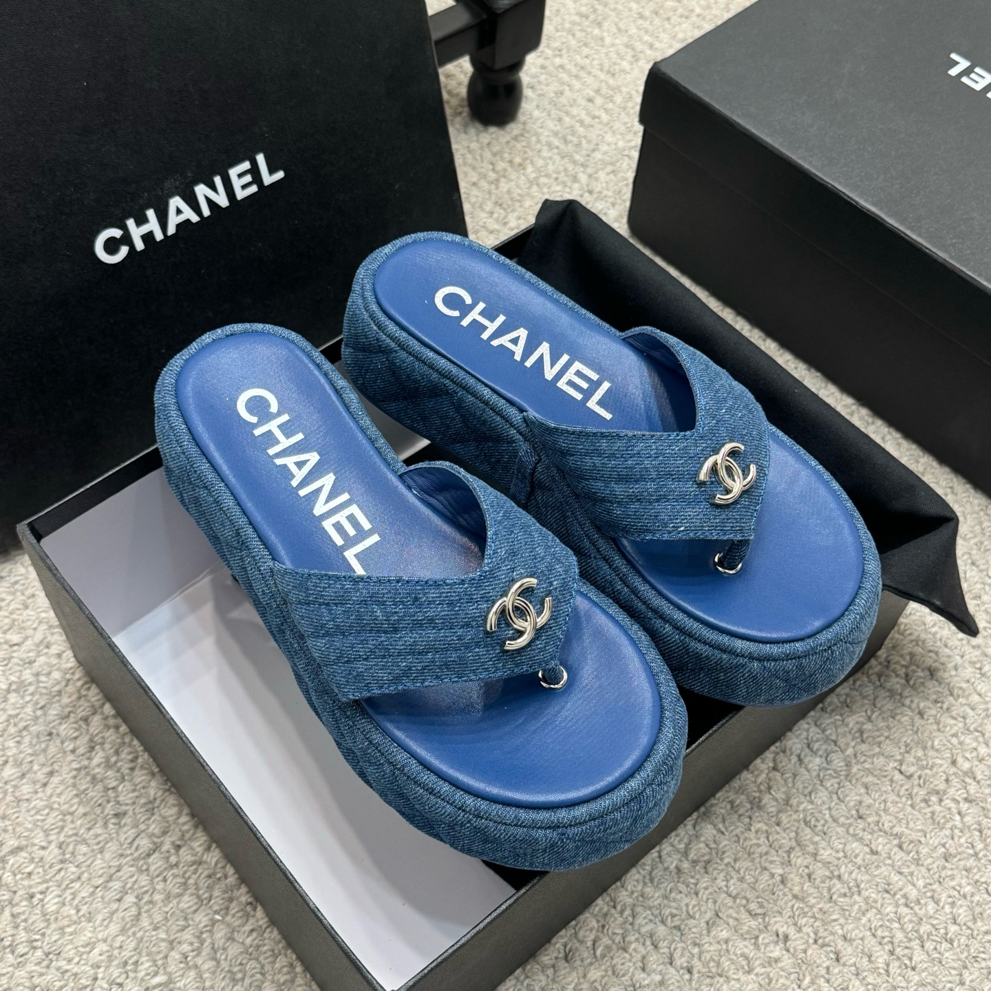 CH Fashion Denim Platform Slippers ST25041534